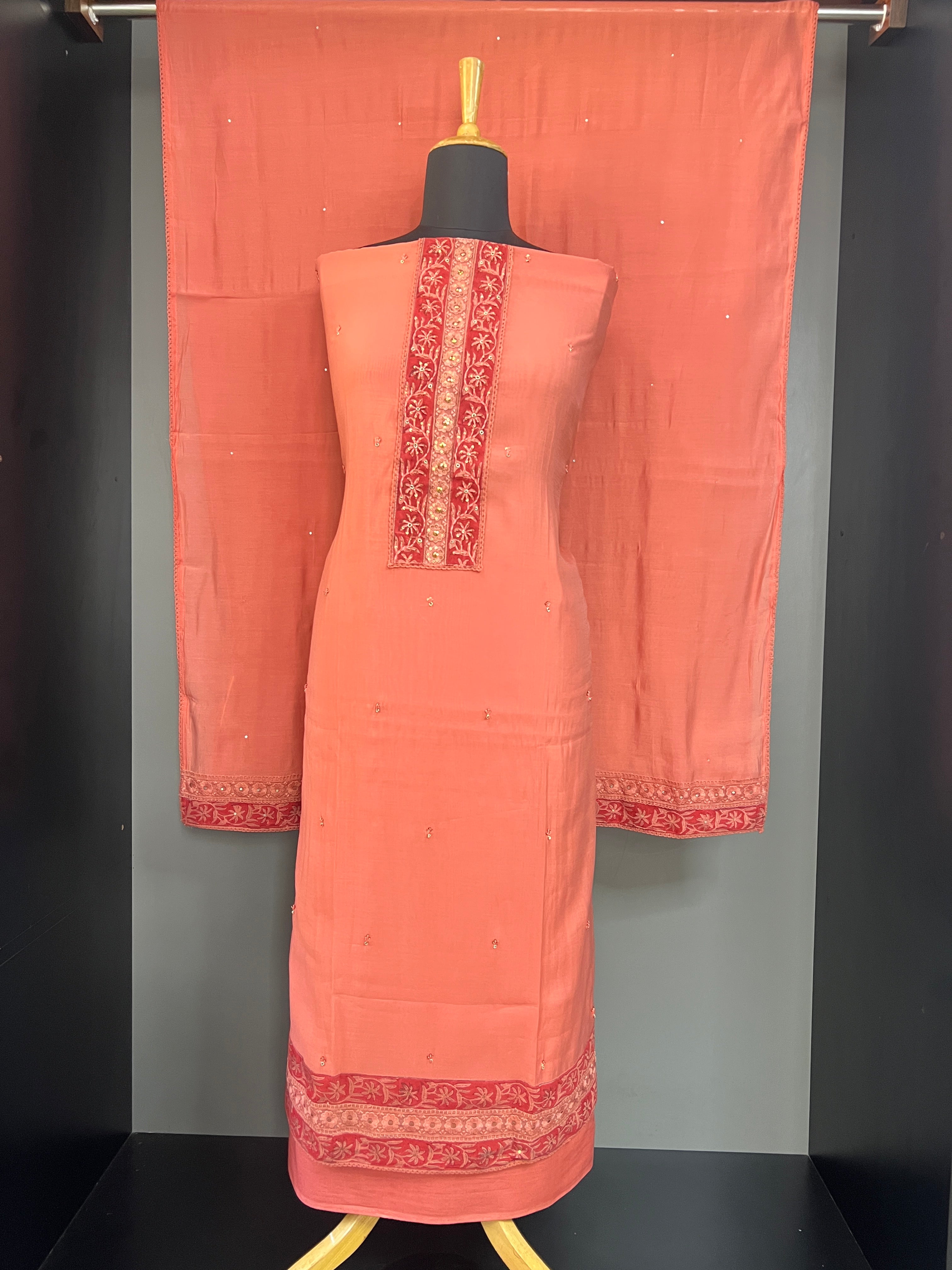 Hand Embroidery & Work Detailed Mul Chanderi Salwar Set |SSC163