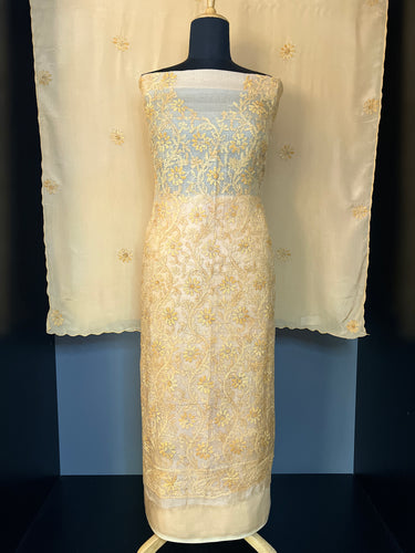 Chikankari work Detailed Pure Tussar Salwar Set | SBS1288