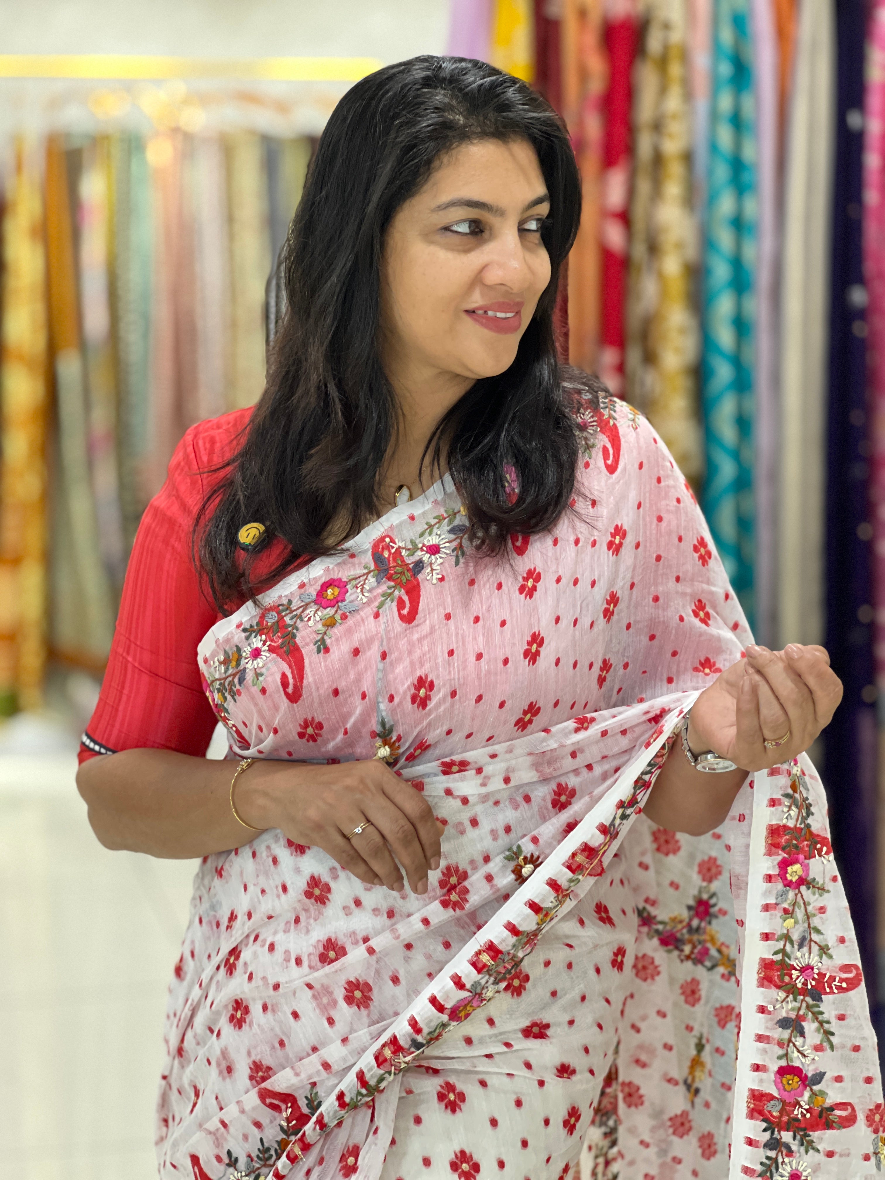 Jamdani With Hand Embroidery Detailed Cotton Saree | RP762