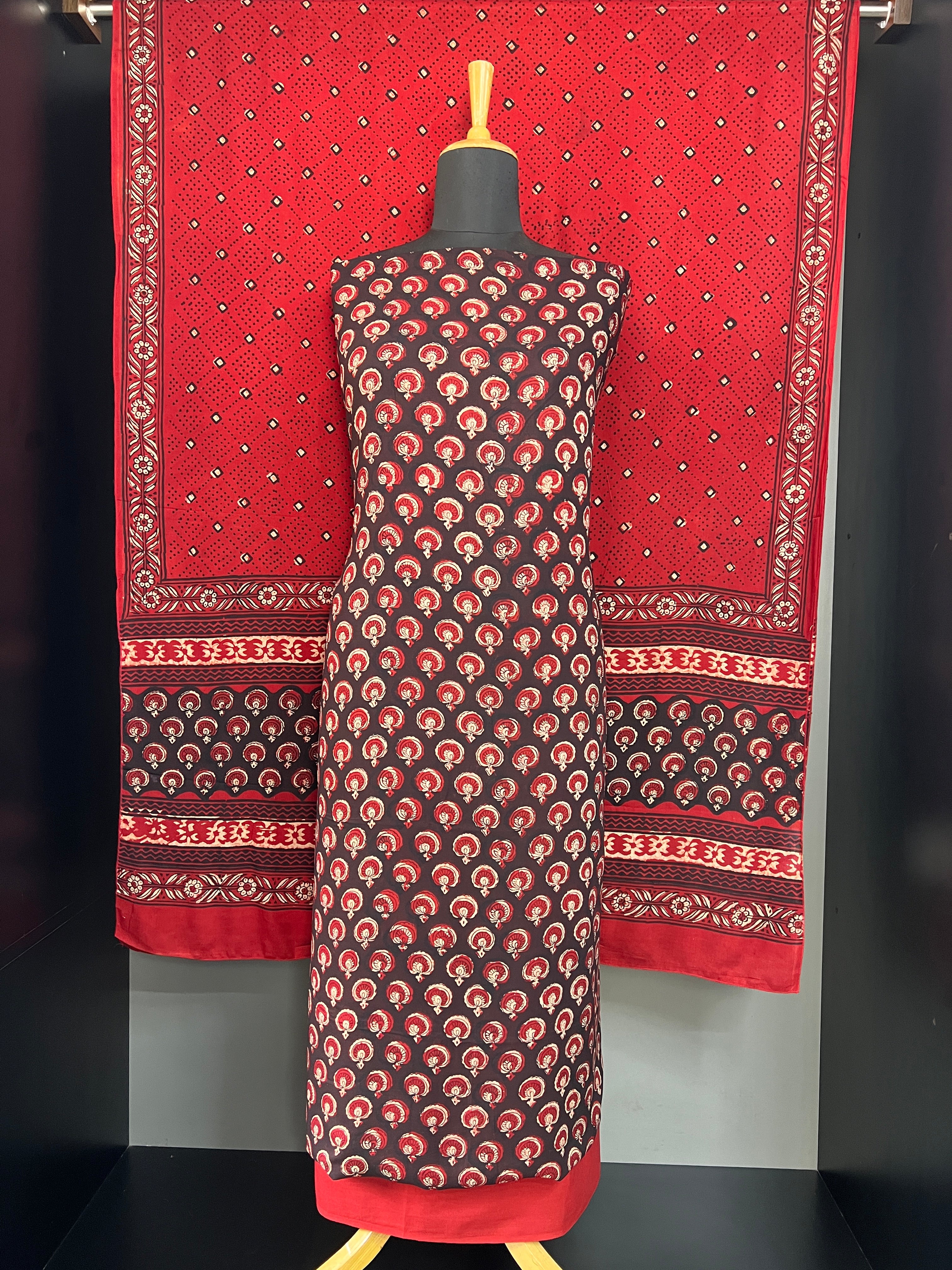 Floral Ajrakh Printed Soft Cotton Salwar Set | SRF194