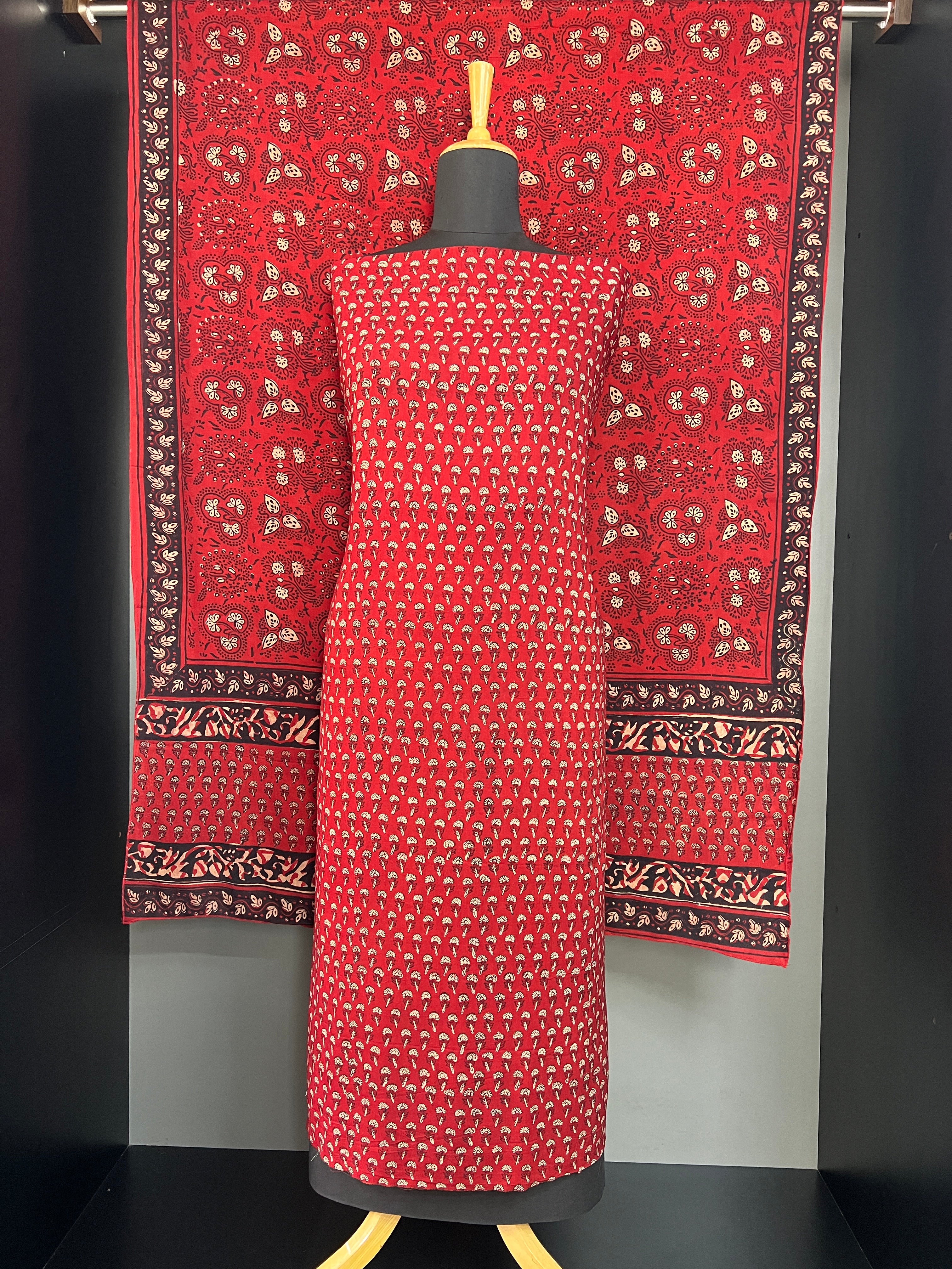 Floral Ajrakh Printed Soft Cotton Salwar Set | SRF193