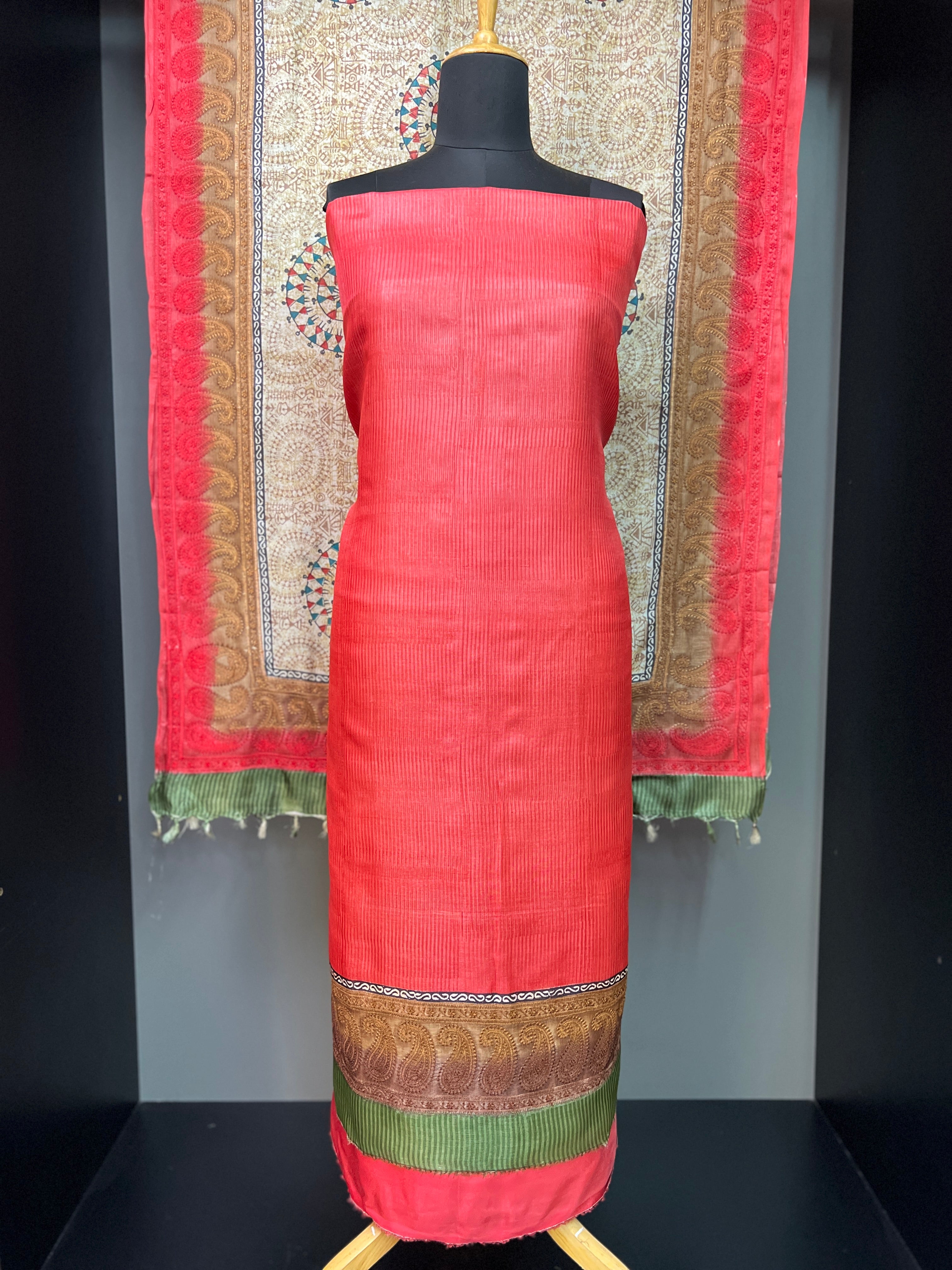 Machine Embroidery Detailed Pure Tussar Salwar Set | SBS1284
