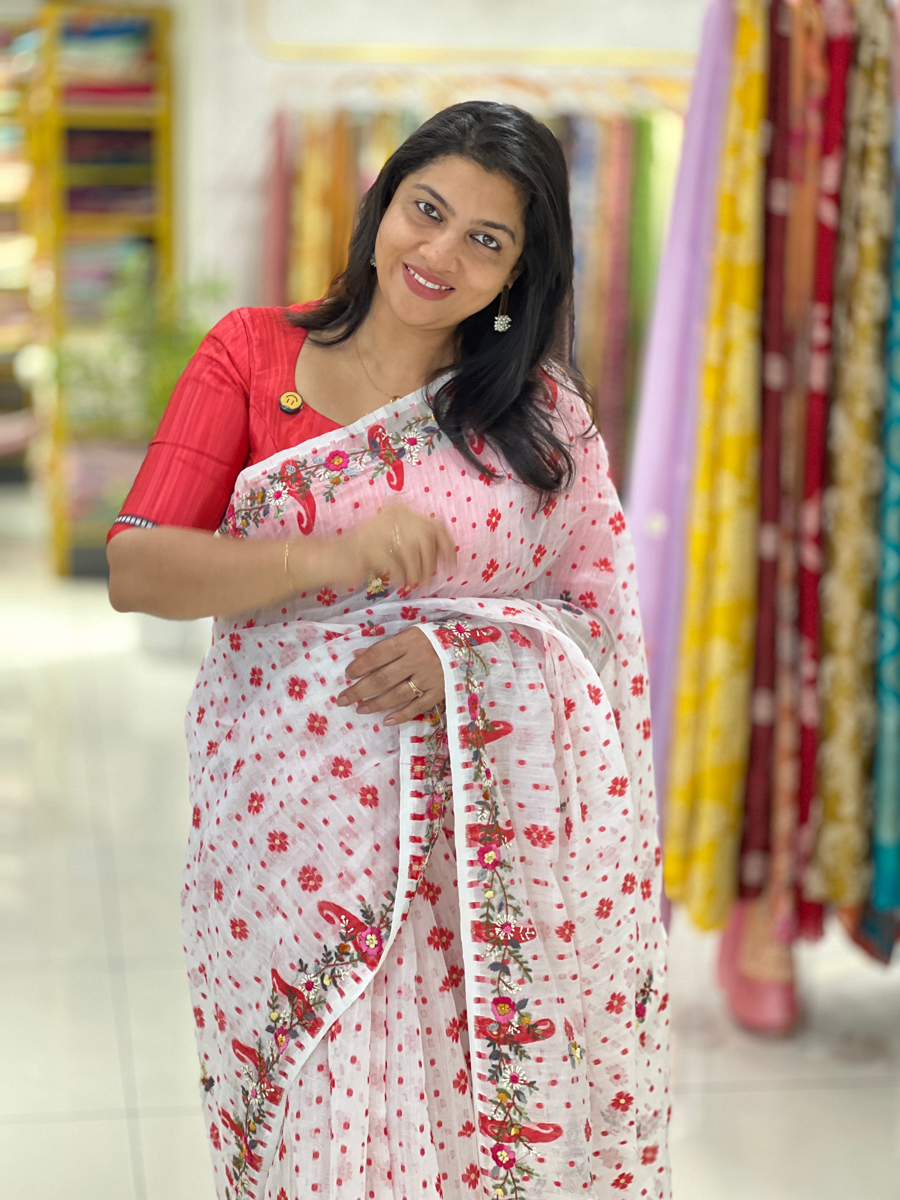 Jamdani With Hand Embroidery Detailed Cotton Saree | RP762