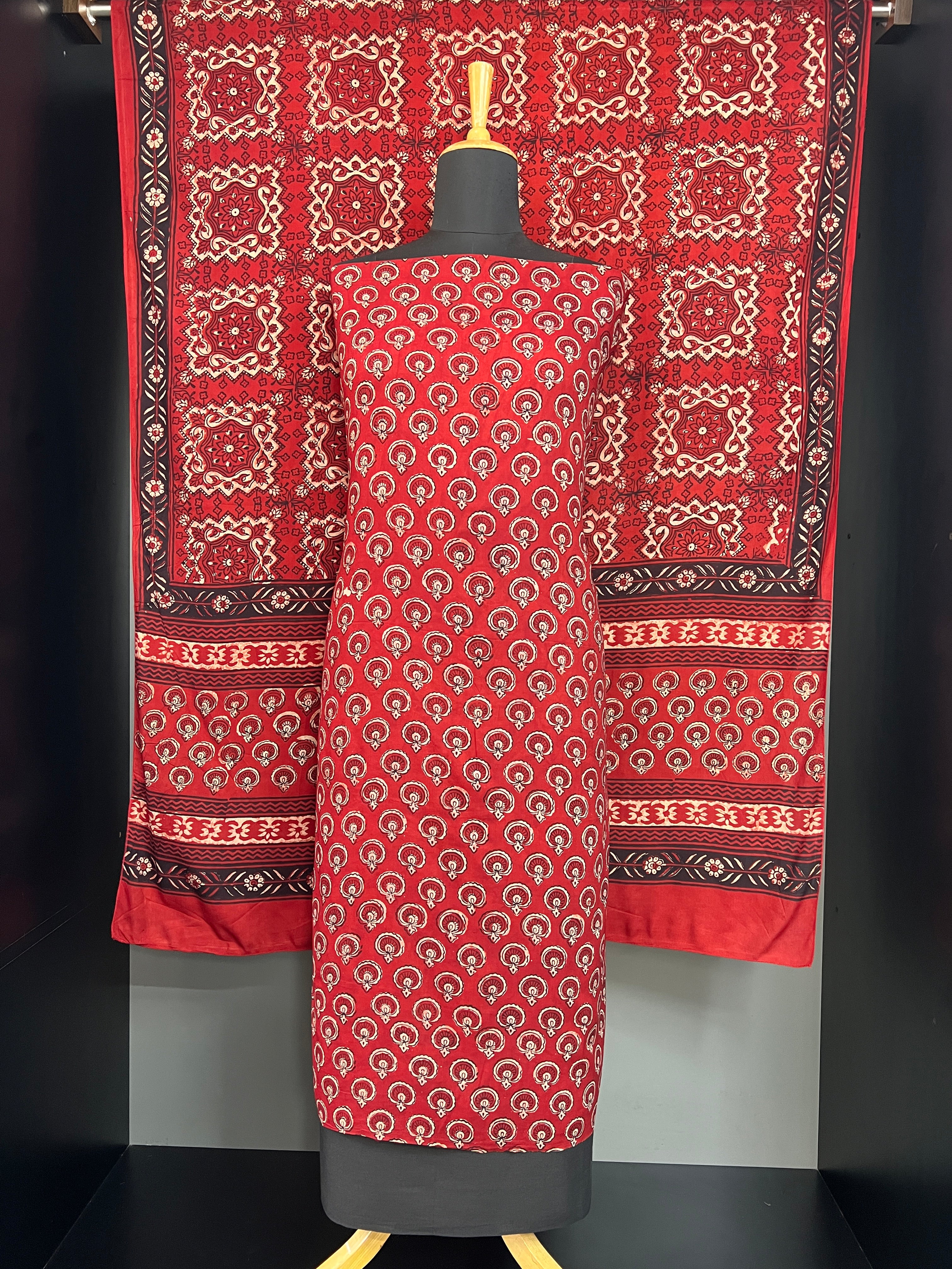 Floral Ajrakh Printed Soft Cotton Salwar Set |SRF195