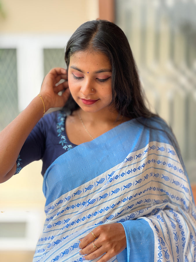 Geometric Patterned Balussery Cotton Saree | RP562