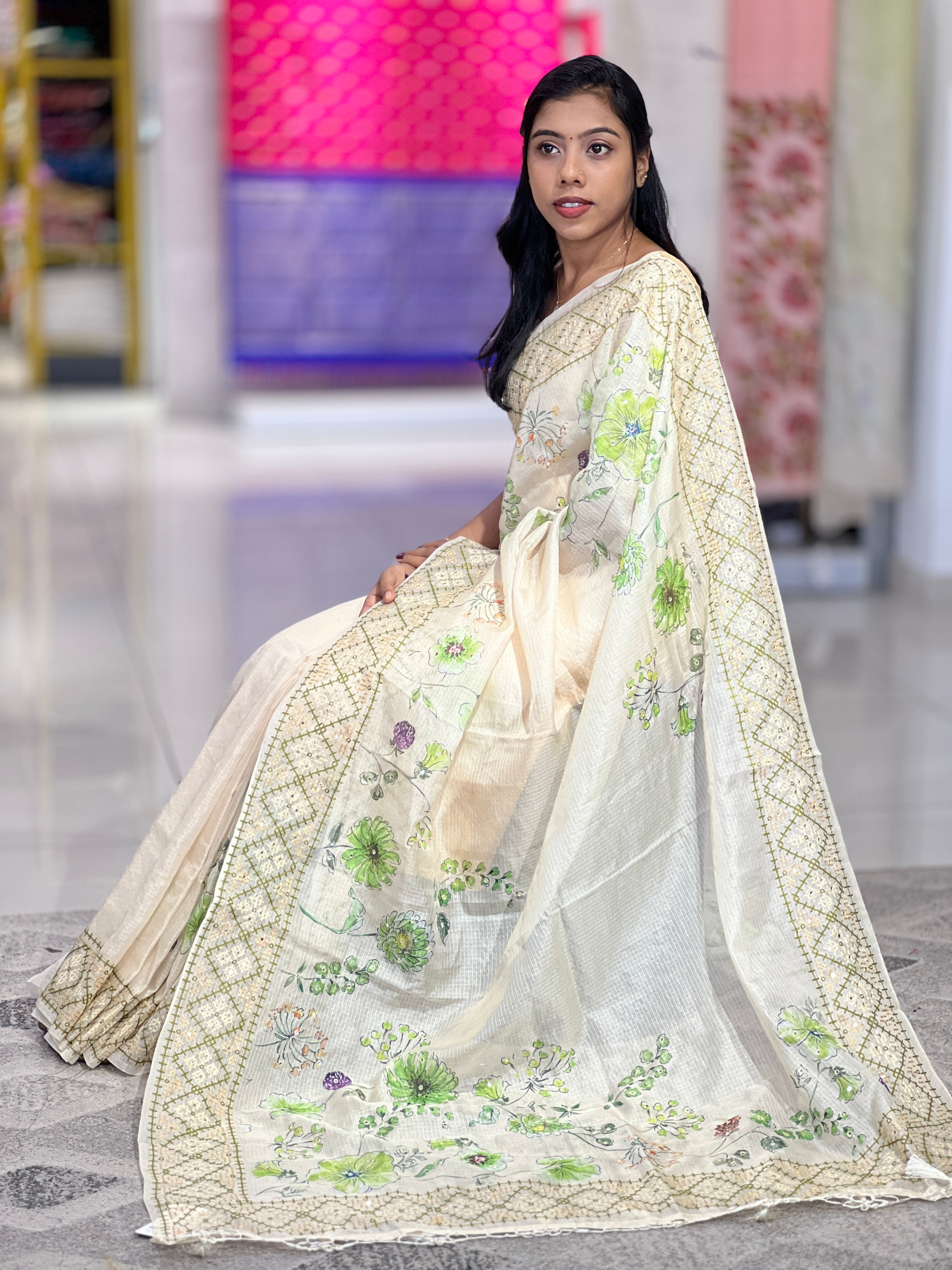 Floral Digital Printed Silky Kota Saree | GMS196