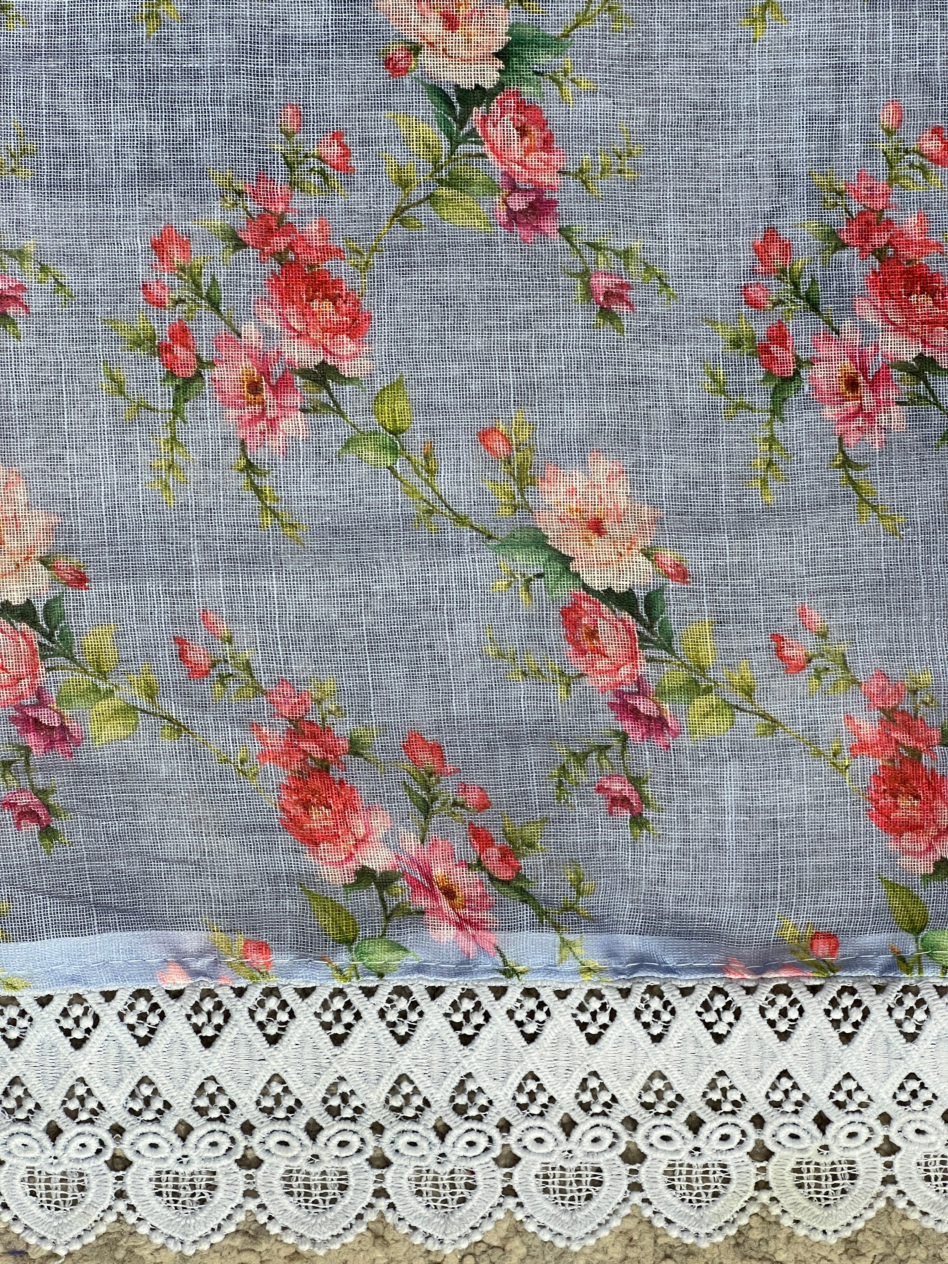 Floral Digital Printed Semi Linen Saree | HT443