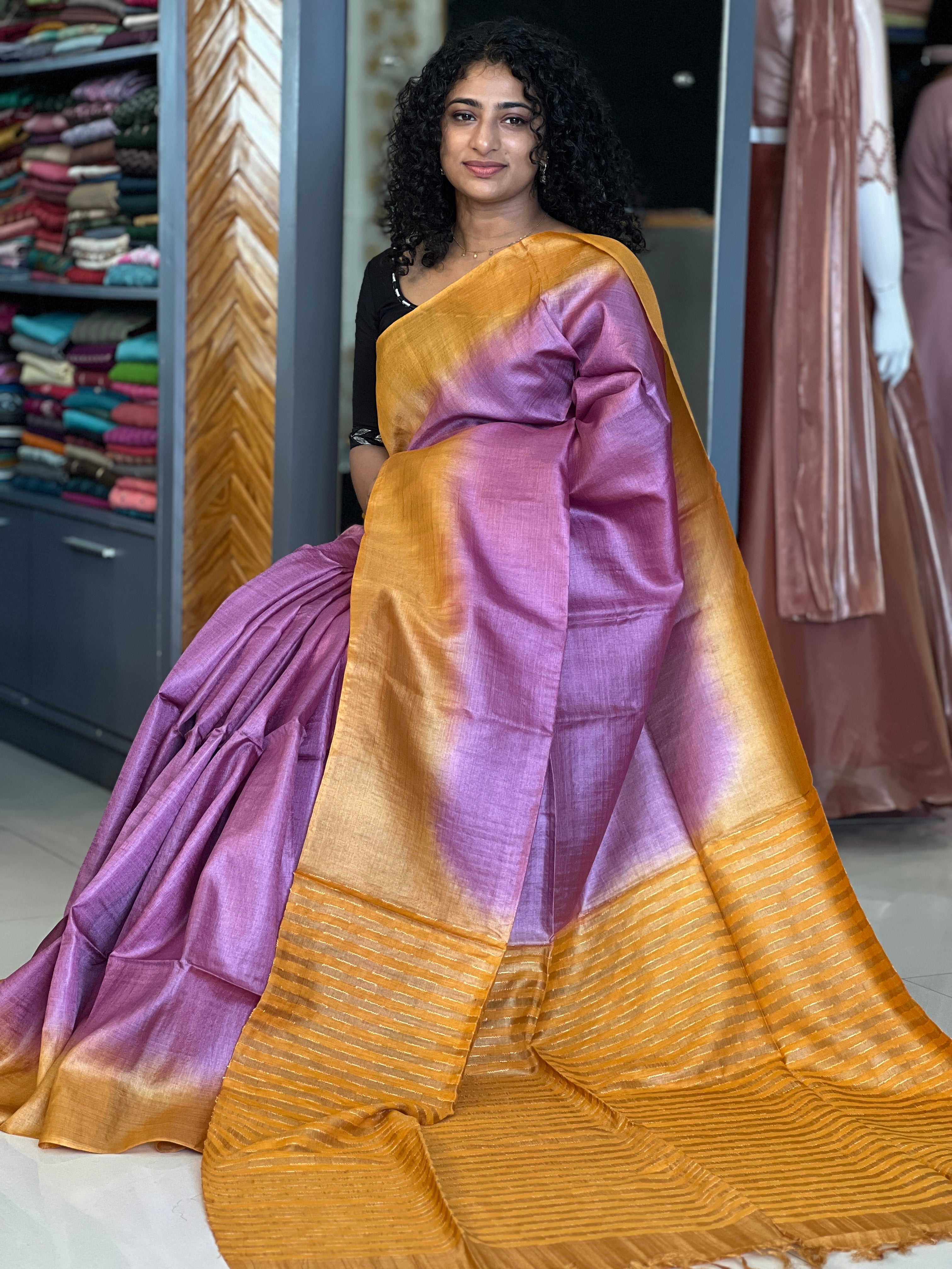 Shaded Finish Bamboo Tussar Saree | SKH219