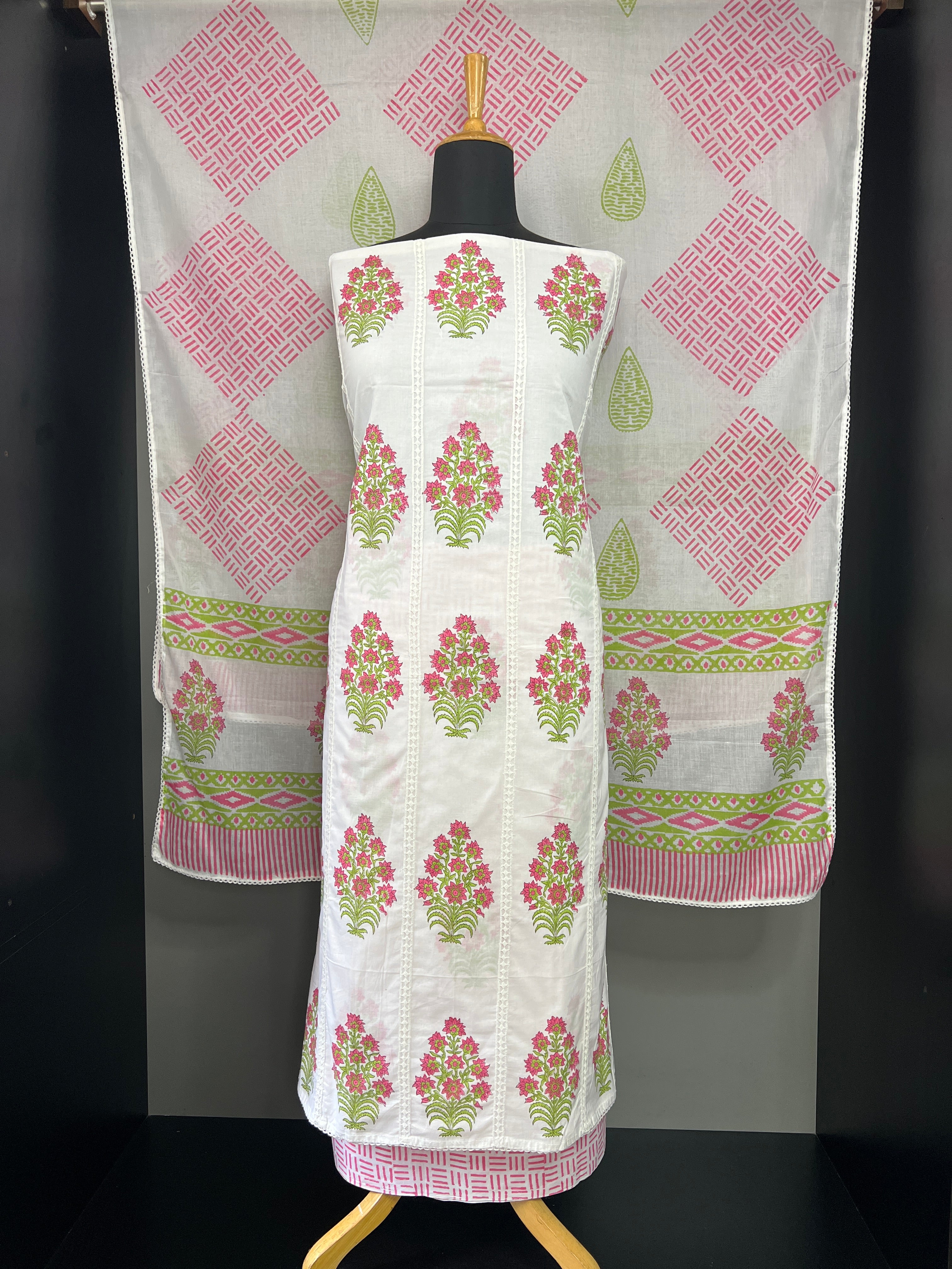 Floral & Geometric Hand Block Printed Cotton Salwar Set |SSC181