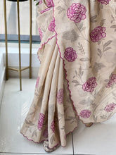 Digital Print With Applique Detailed Semi Tussar Saree | HT237