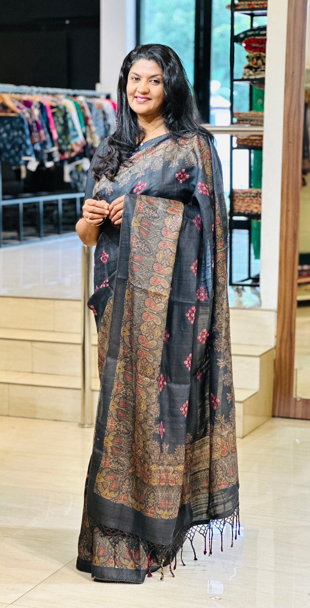 Pashmina Digital Printed Tussar Saree | SMC117