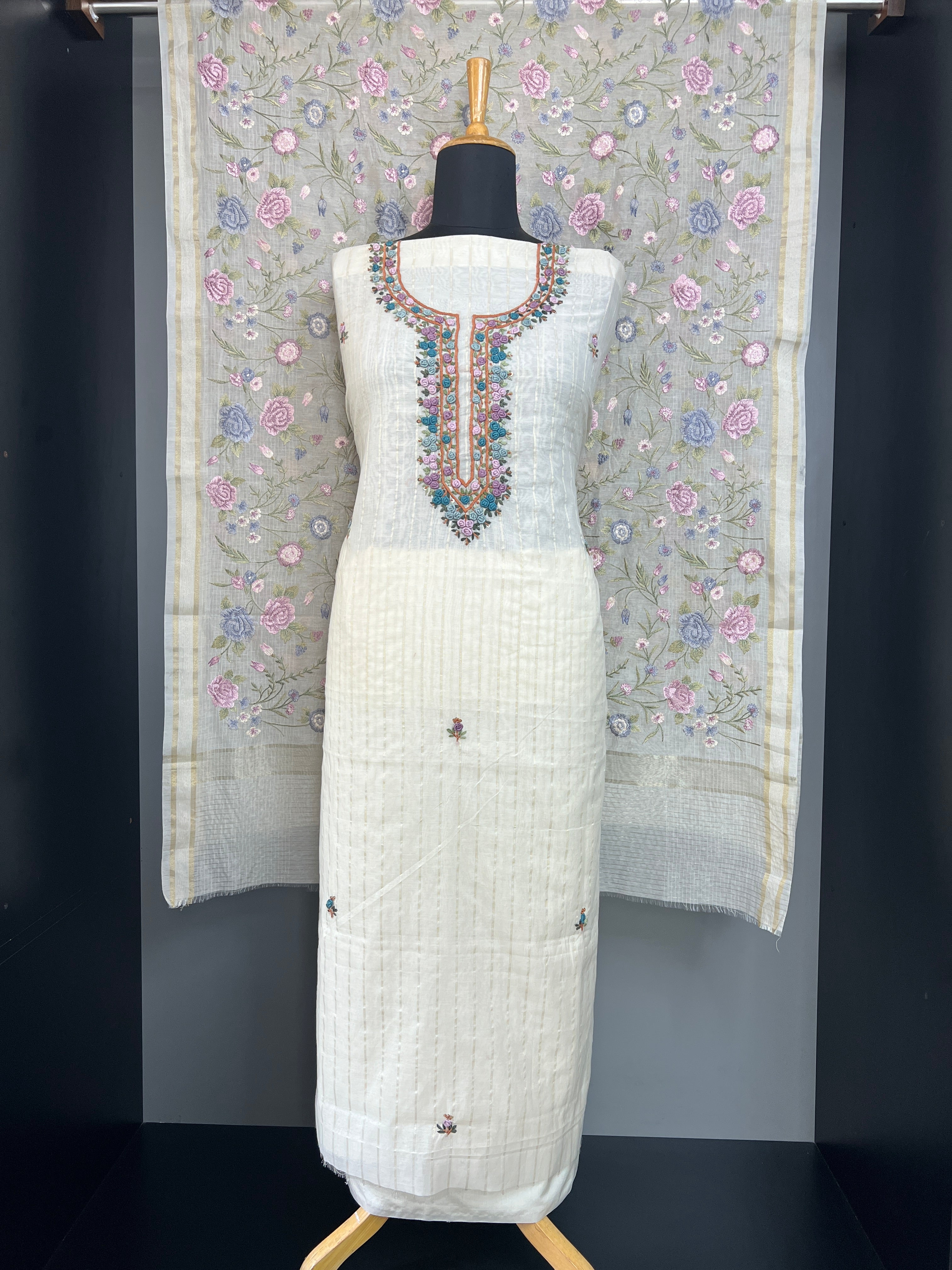 Hand Work Highlighting Chanderi Salwar Set | MM504