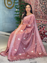Machine Embroidery With Kantha Border Detailed Tussar Finish Saree | SUN317
