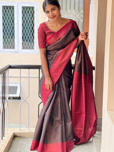 Brocade Pattern Semi Silk Saree | KF124