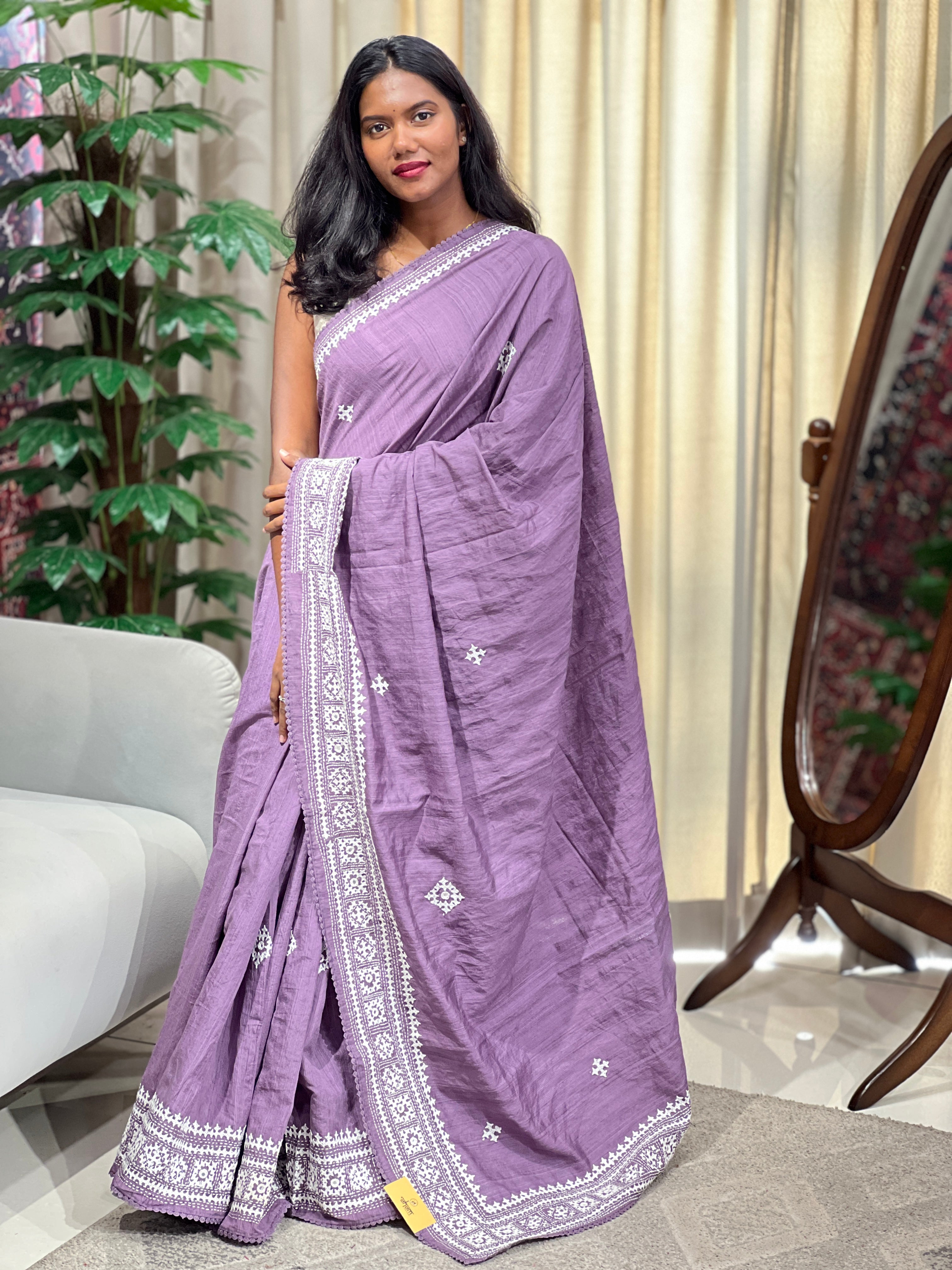 Embroidery Detailed Semi Tussar Saree | BLD2138