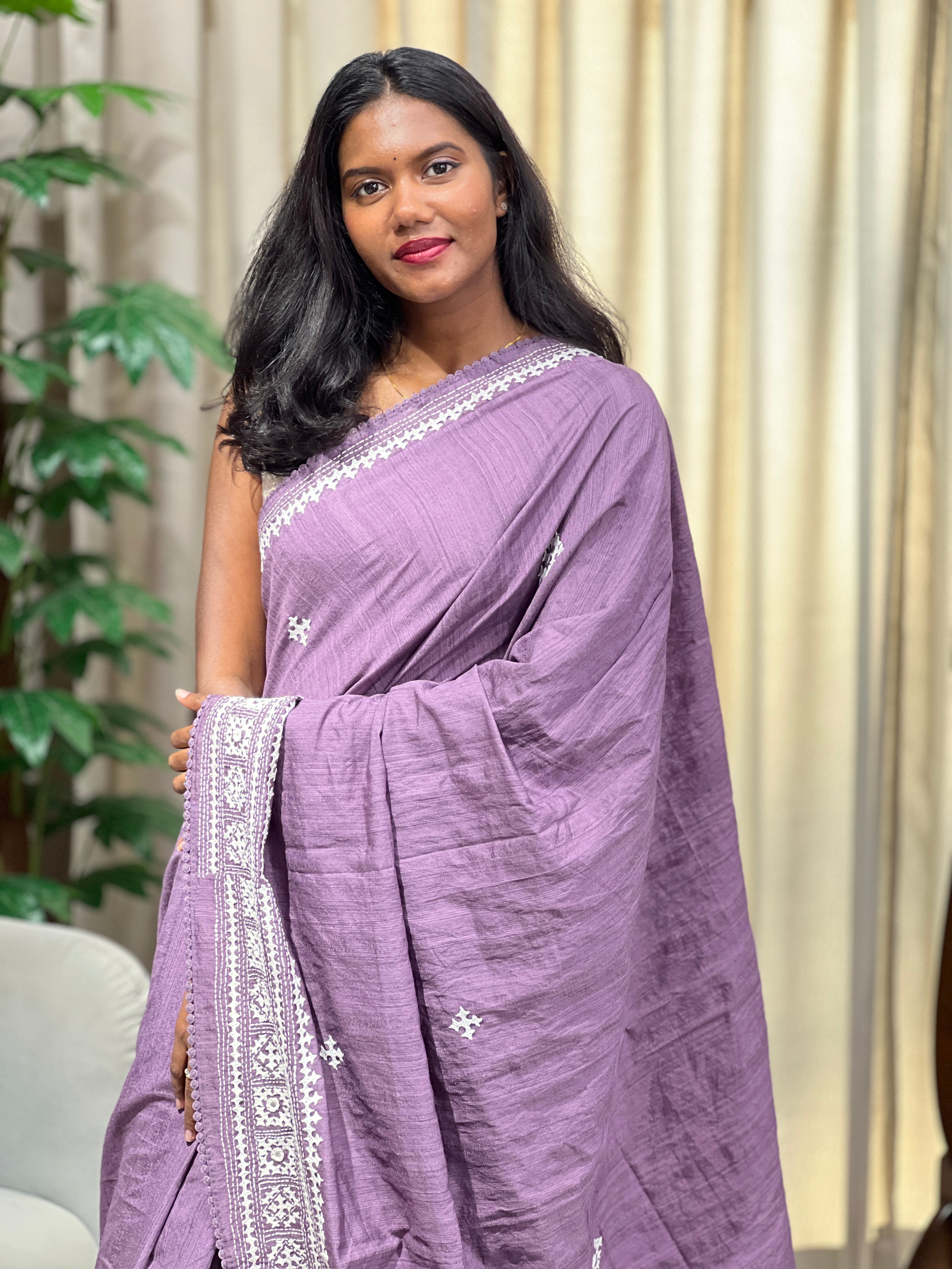 Embroidery Detailed Semi Tussar Saree | BLD2138