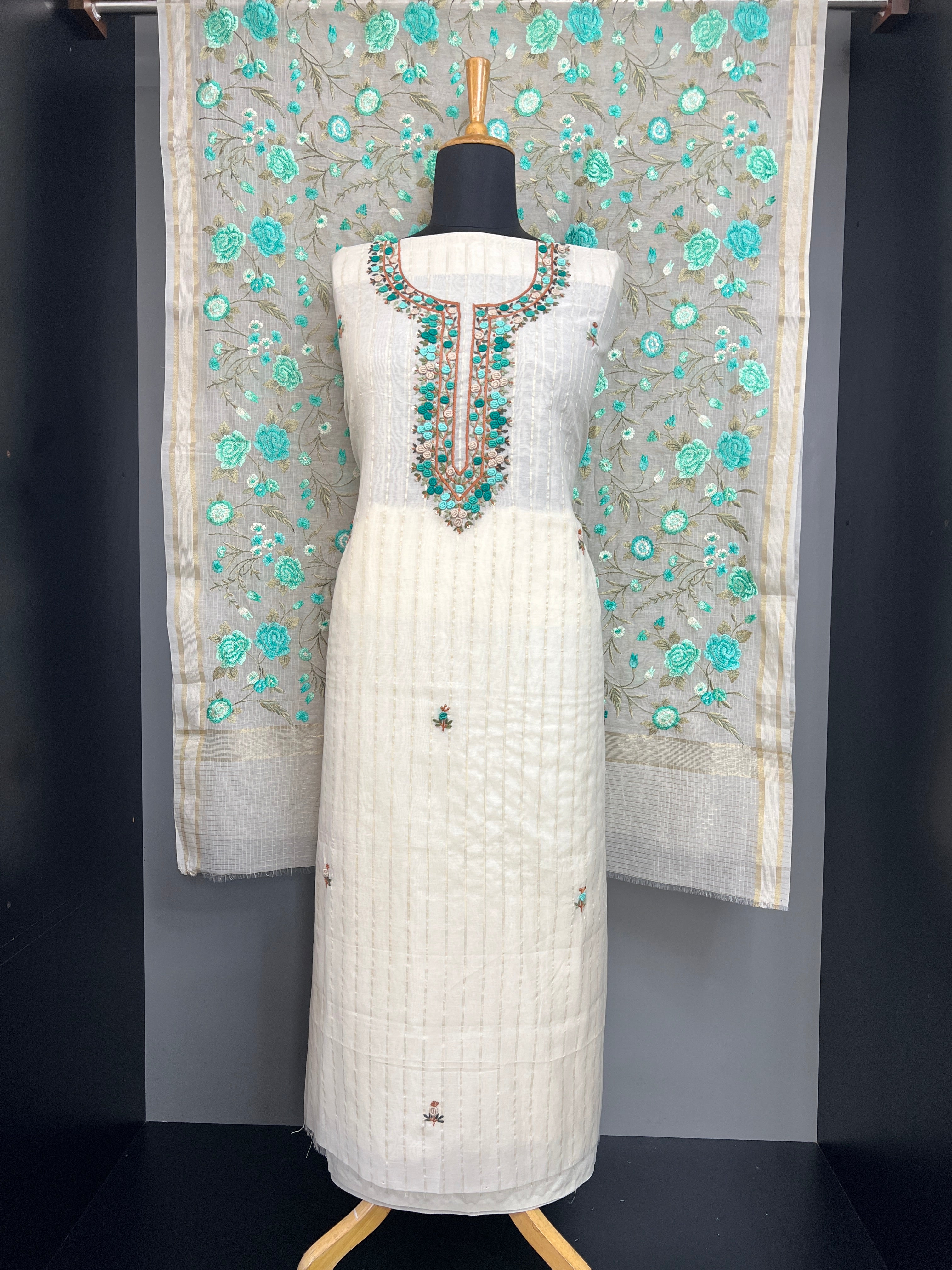 Hand Work Highlighting Chanderi Salwar Set | MM501