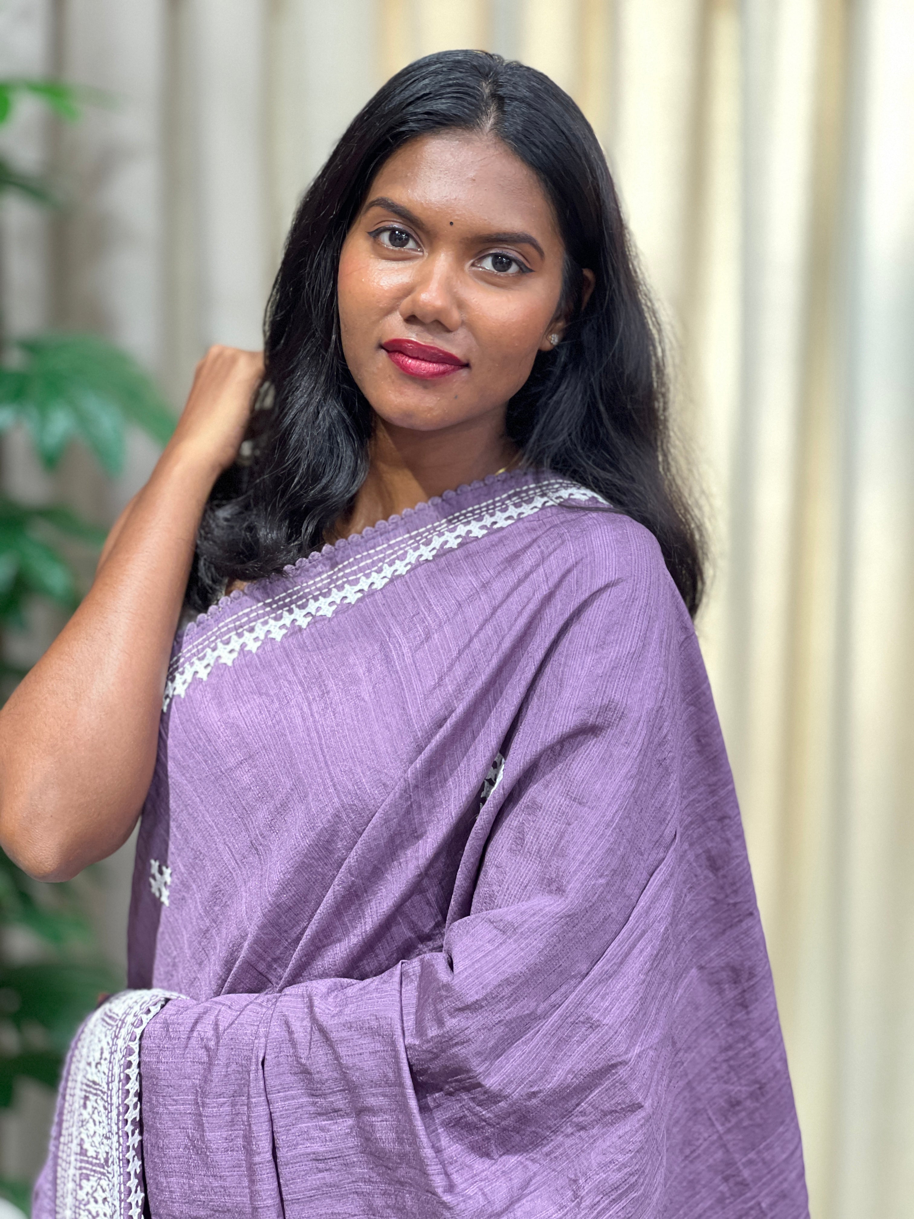 Embroidery Detailed Semi Tussar Saree | BLD2138