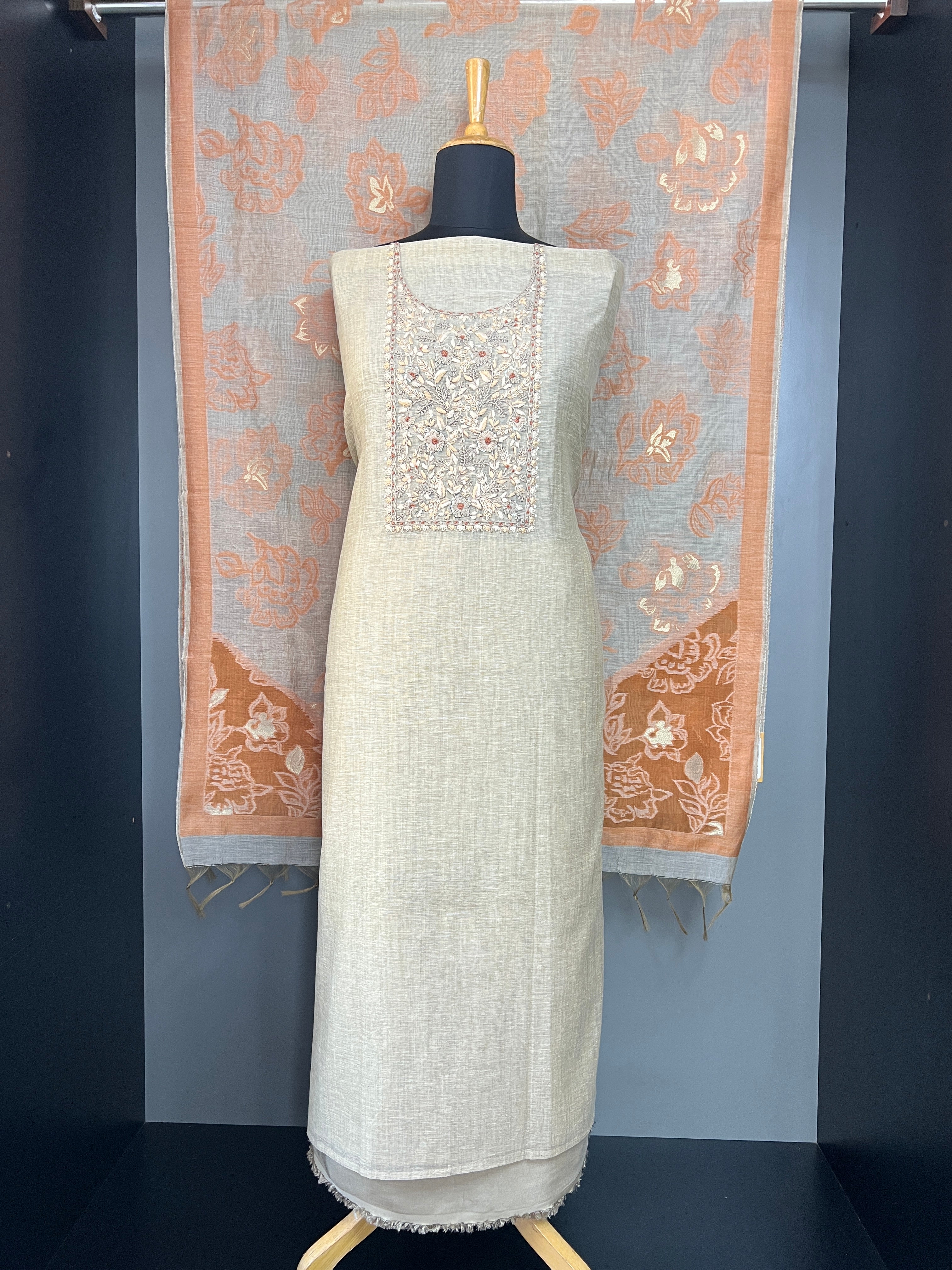 Embroidery & Jamdani Pattern Chanderi Salwar Set |MM469