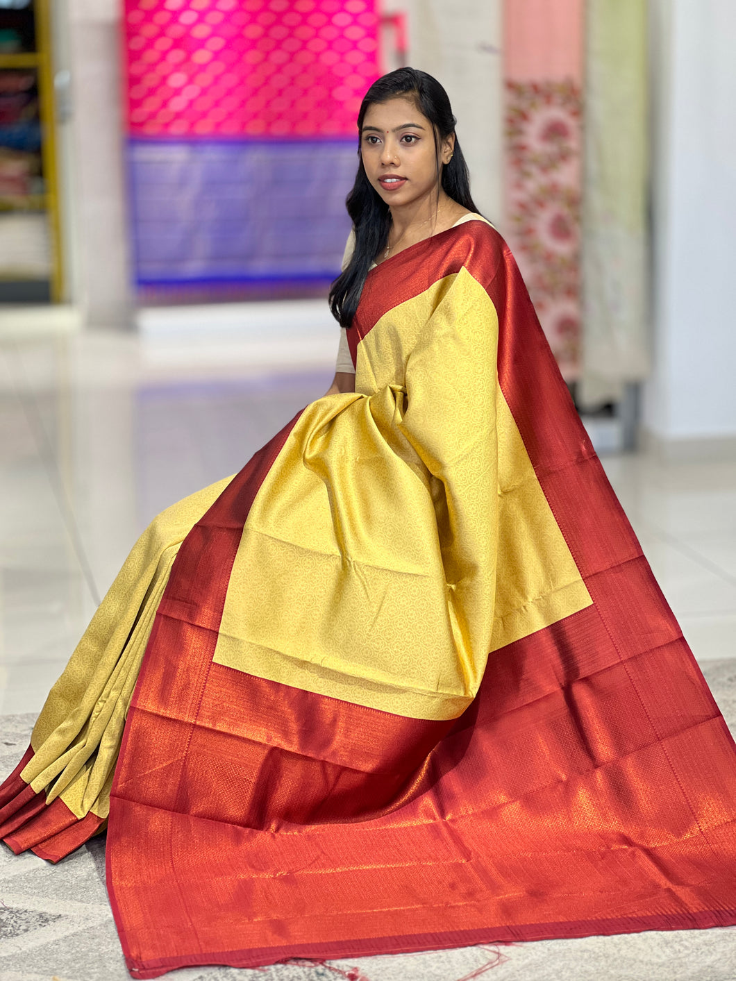 Traditional Contrast Combinational Semi Silk Saree | KAC125