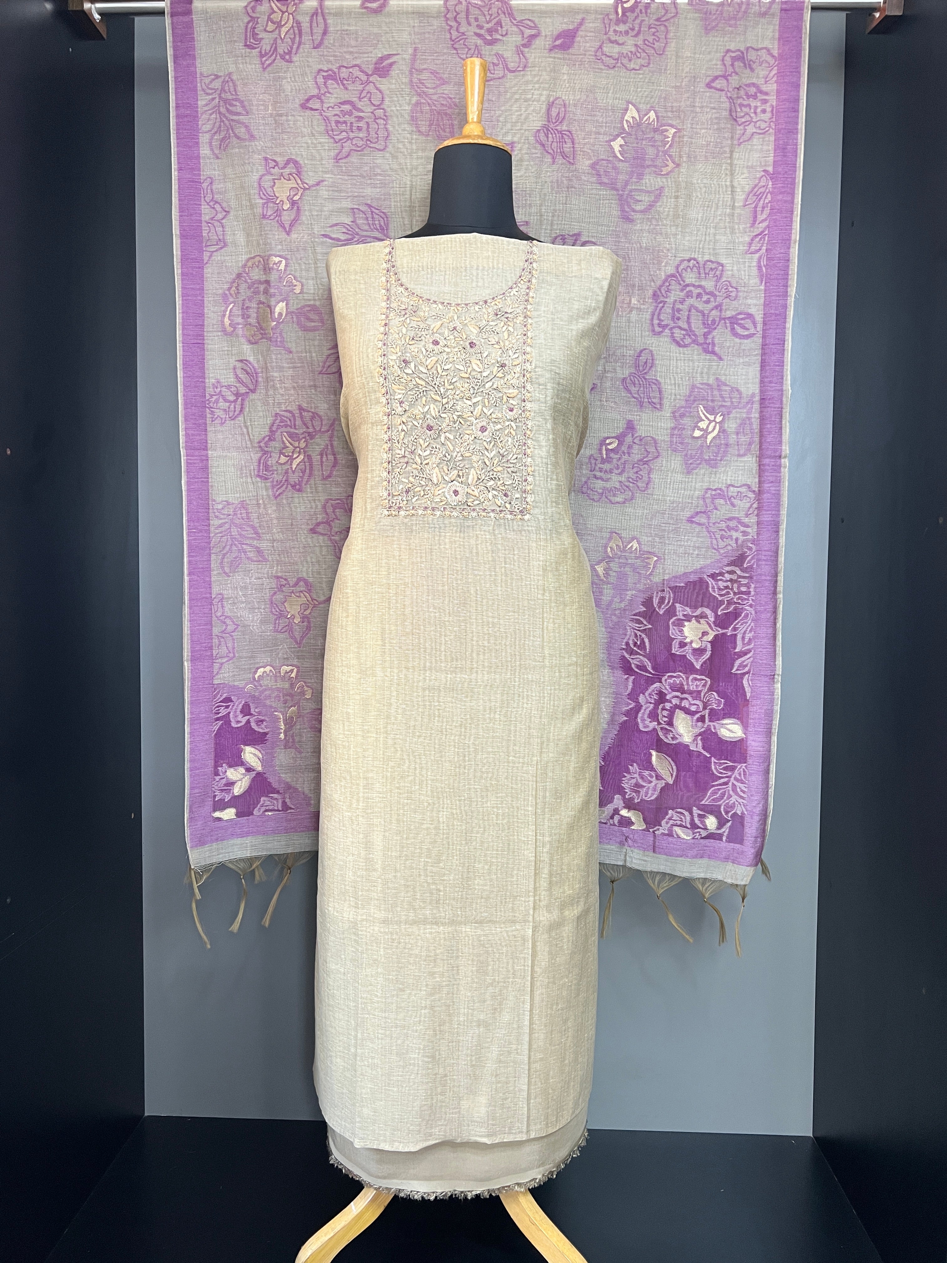 Embroidery & Jamdani Pattern Chanderi Salwar Set |MM471