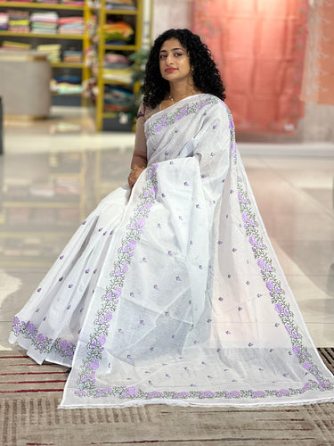 Cross Stitch Embroidered Check Kota Saree | PF1037