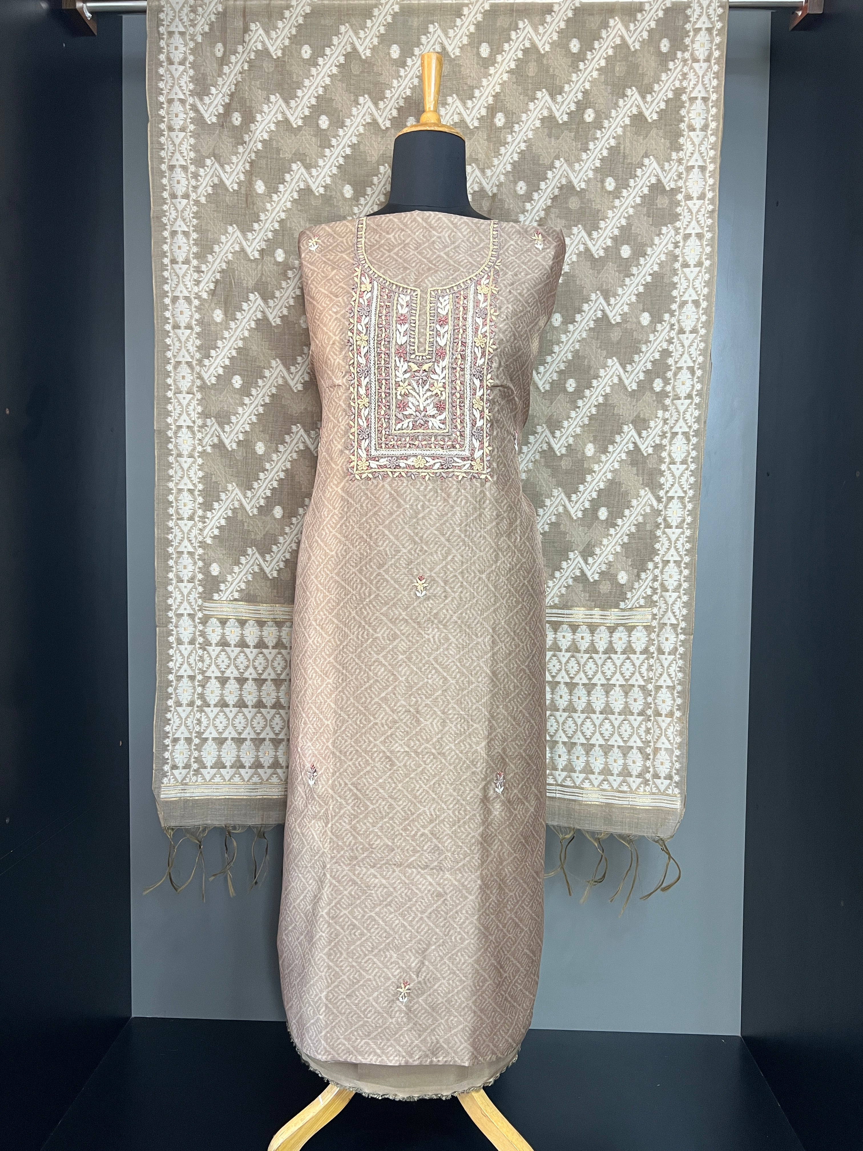Hand Embroidery Tussar Finish Salwar Set | MM460