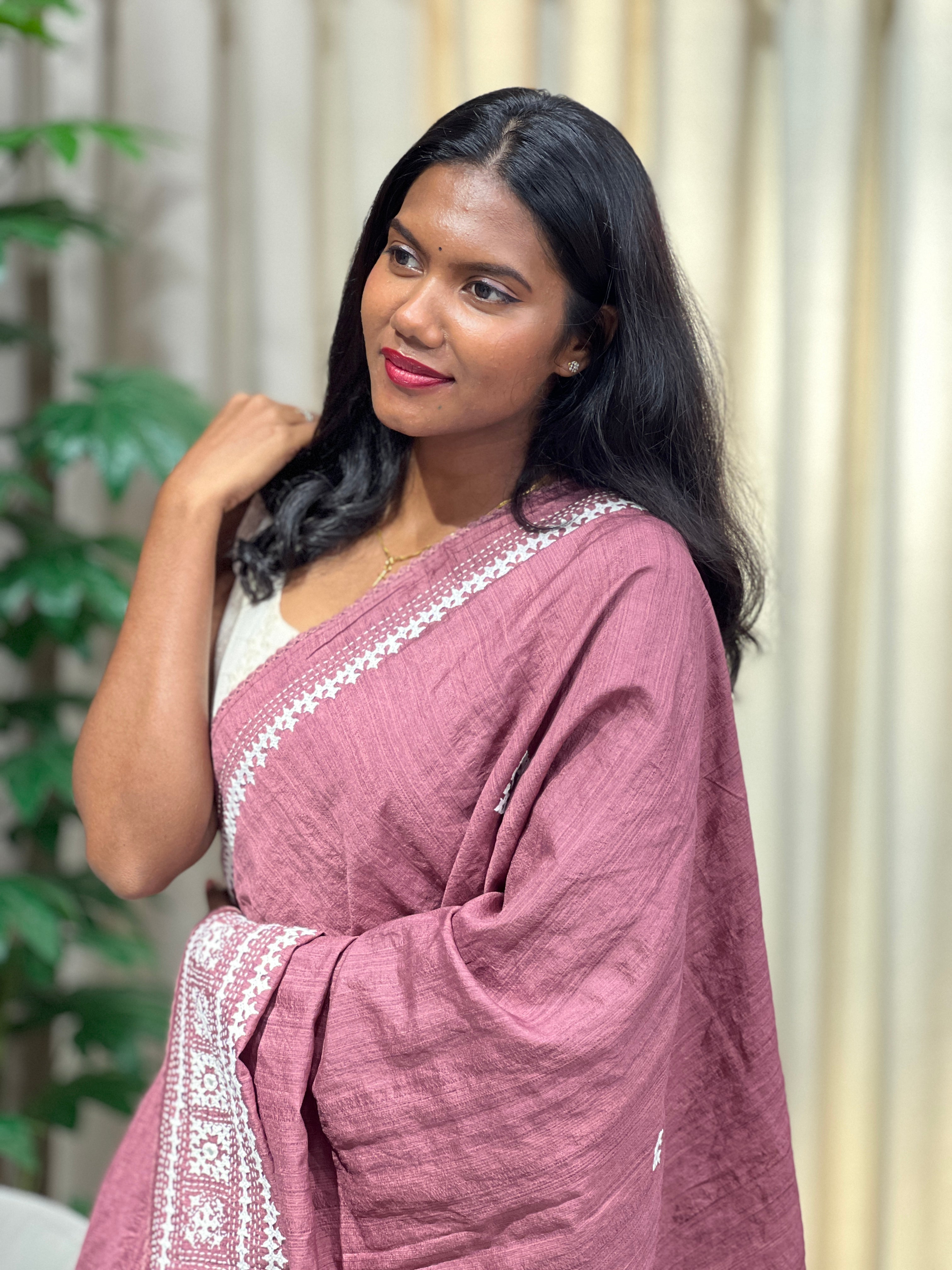 Embroidery Detailed Semi Tussar Saree | BLD2134