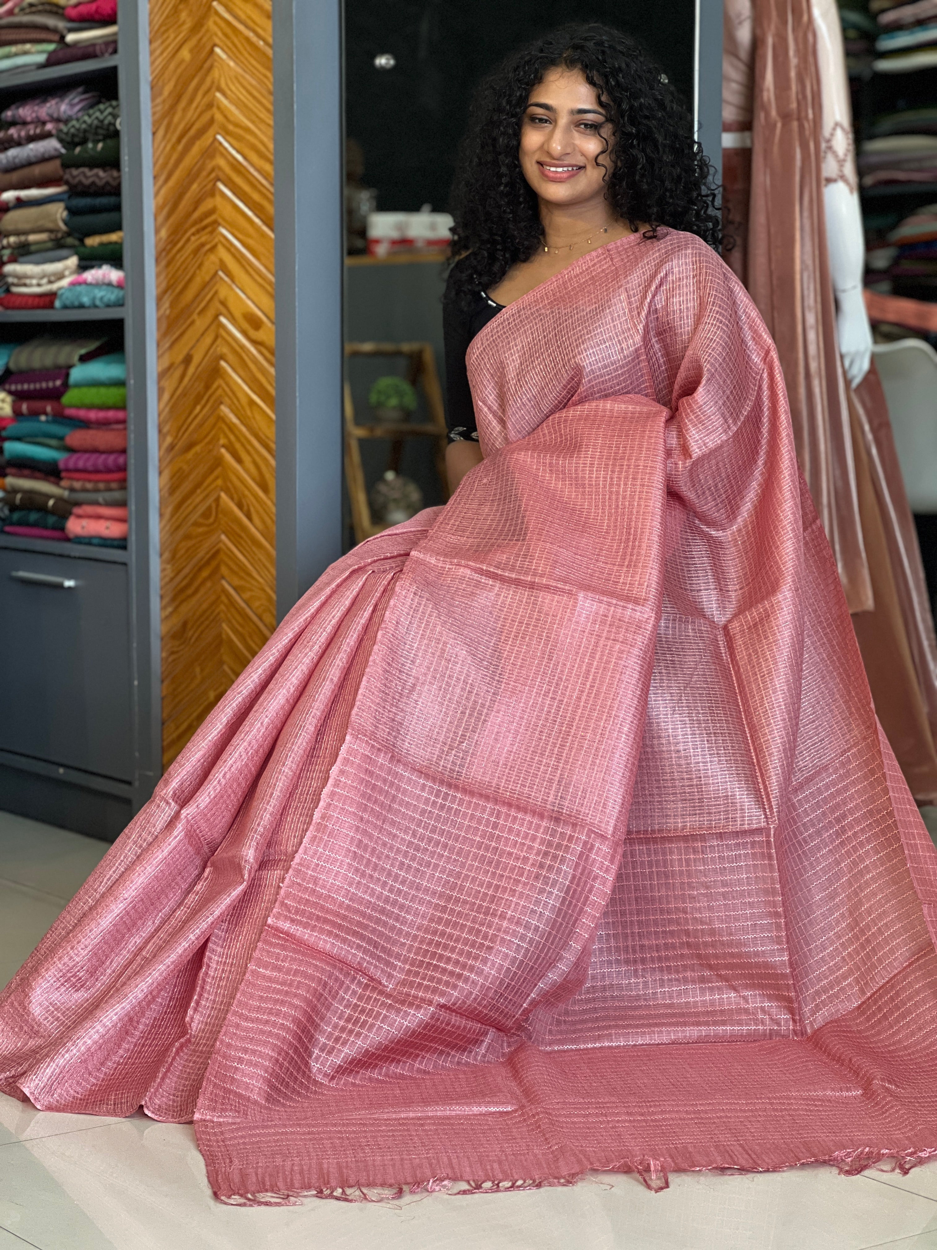 Mauve Color Tussar Organza Saree | SKH216