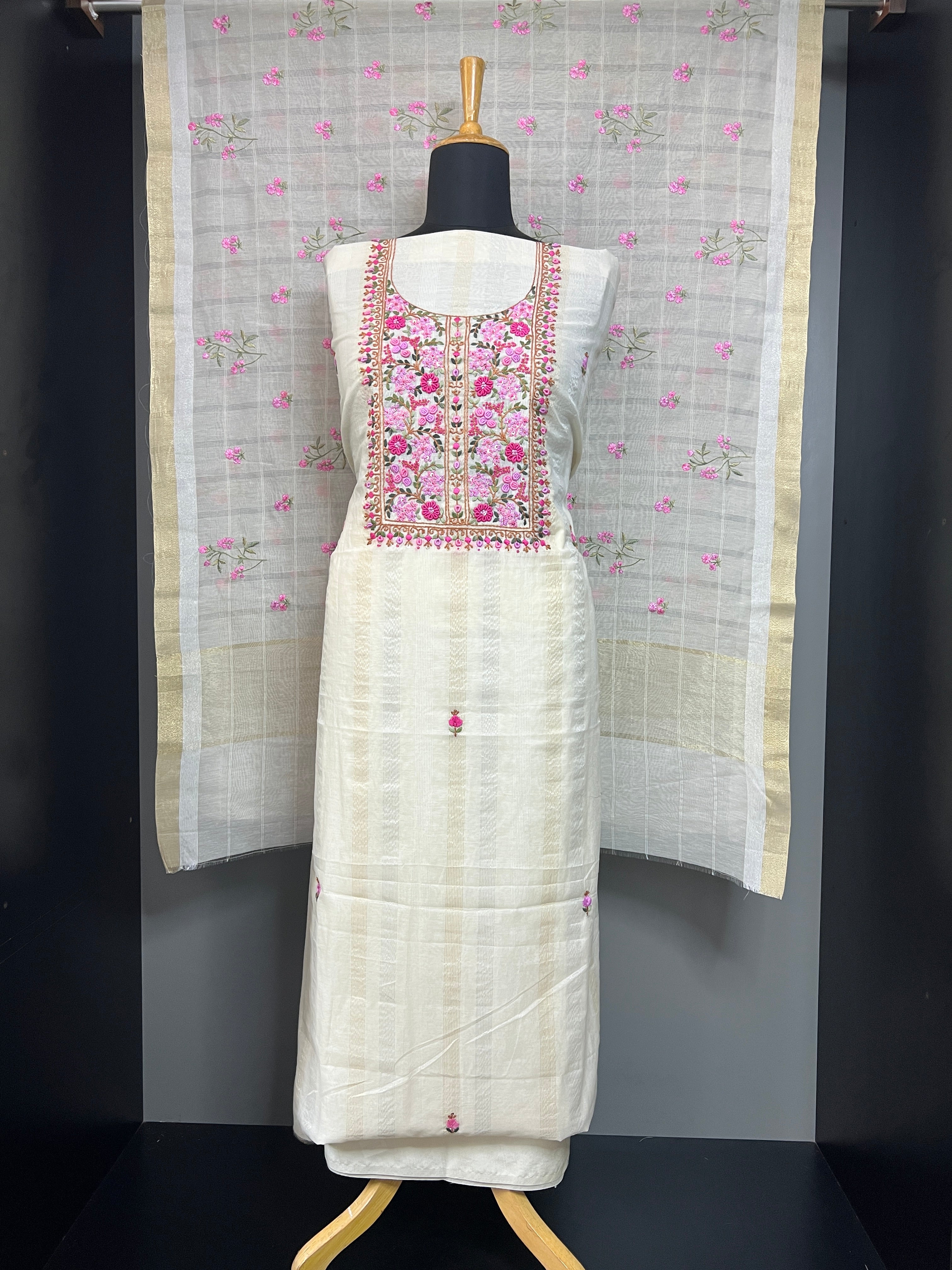 Hand Work Highlighting Chanderi Salwar Set | MM499