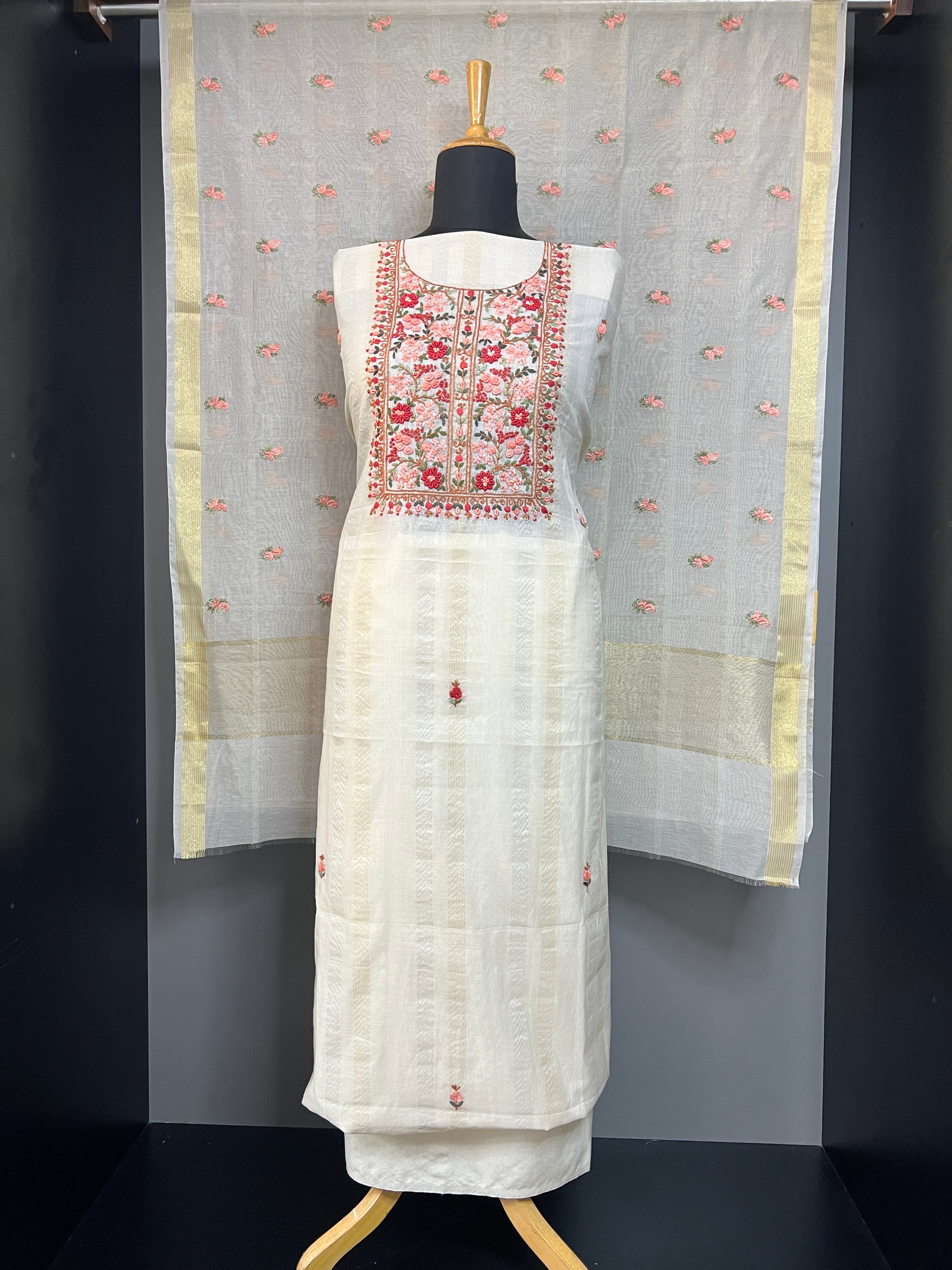 Hand Work Highlighting Chanderi Salwar Set | MM496