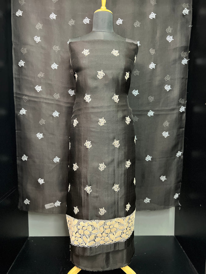 Floral Machine Embroidered Pure Organza Salwar Set | SBS1325