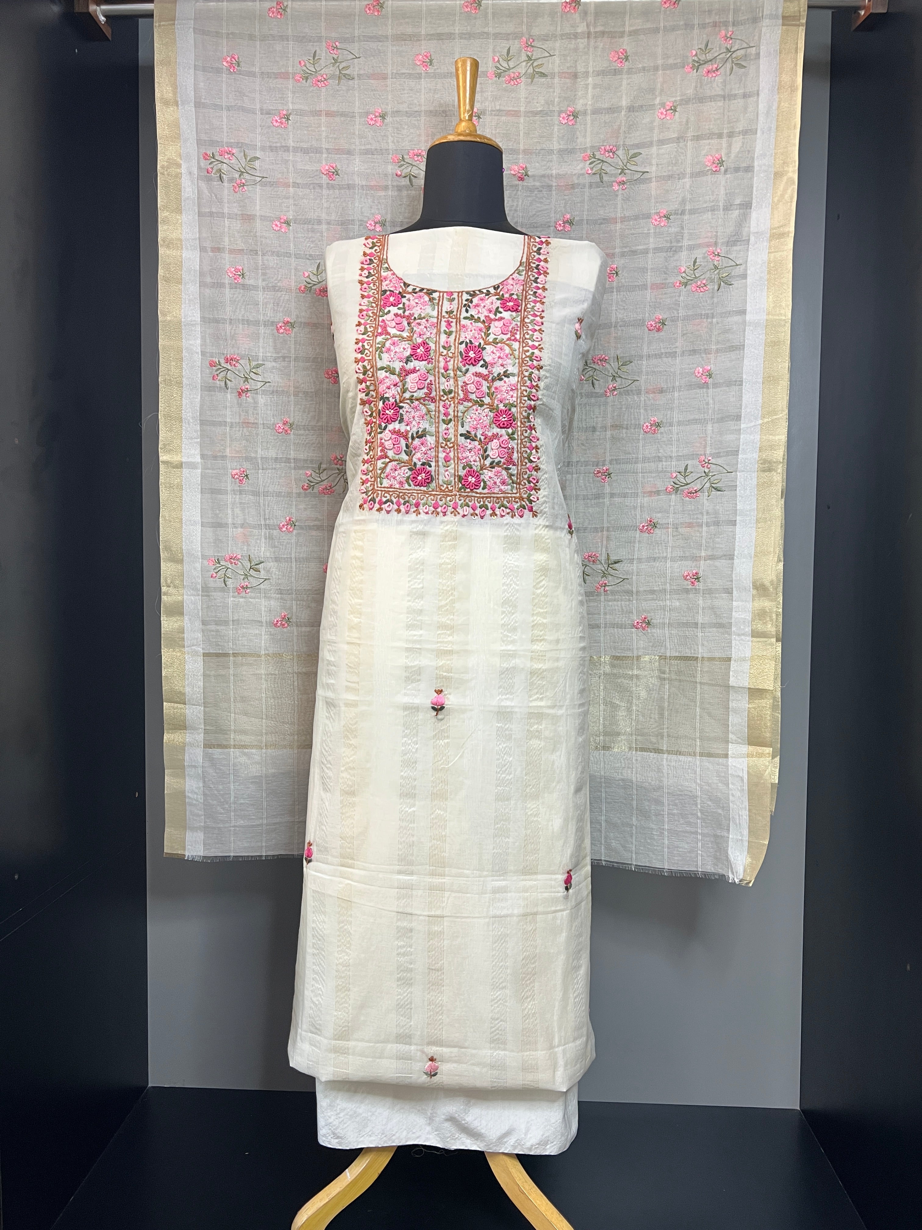 Hand Work Highlighting Chanderi Salwar Set | MM497