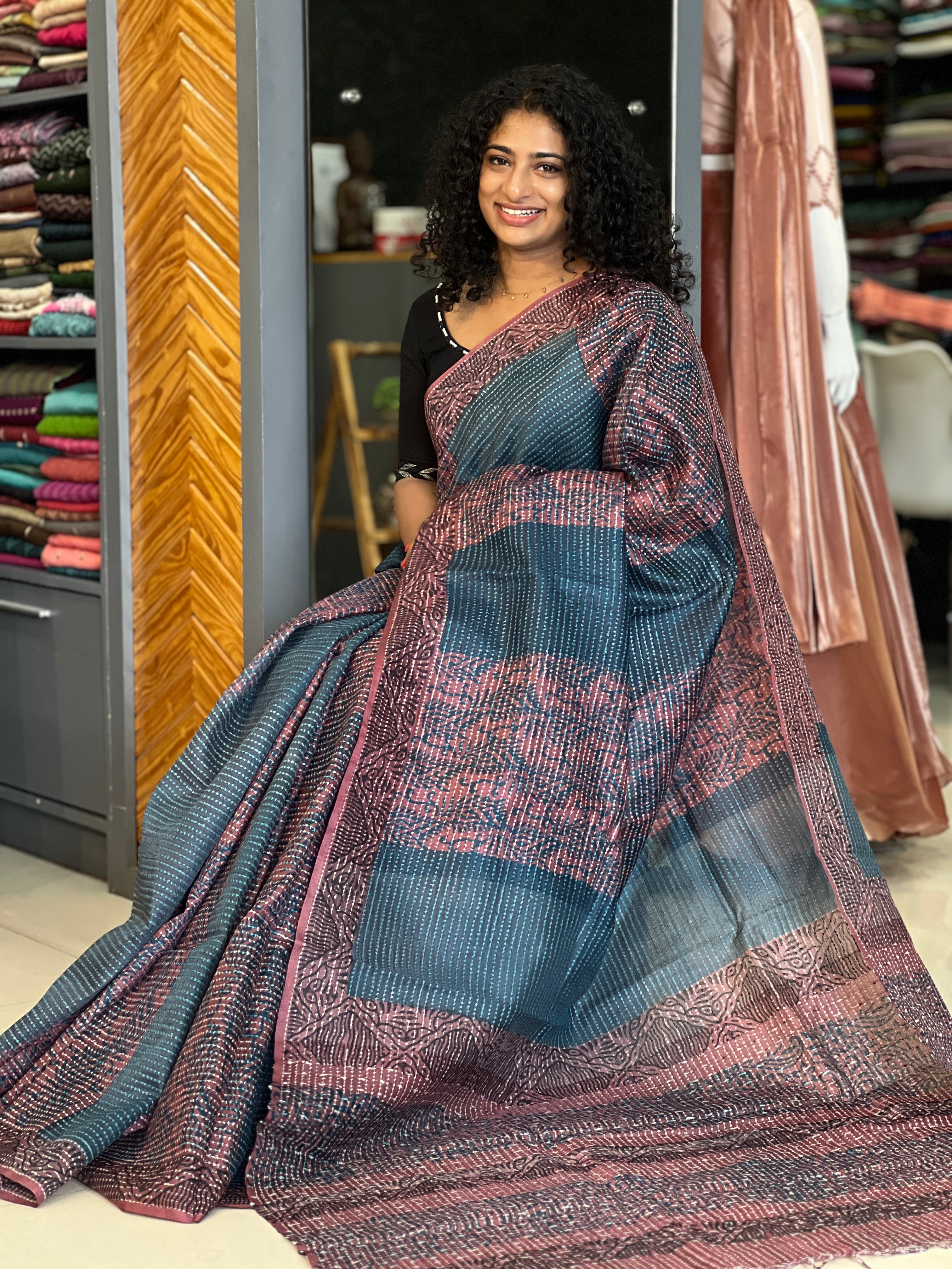 Printed Tussar Organza Saree | SKH203