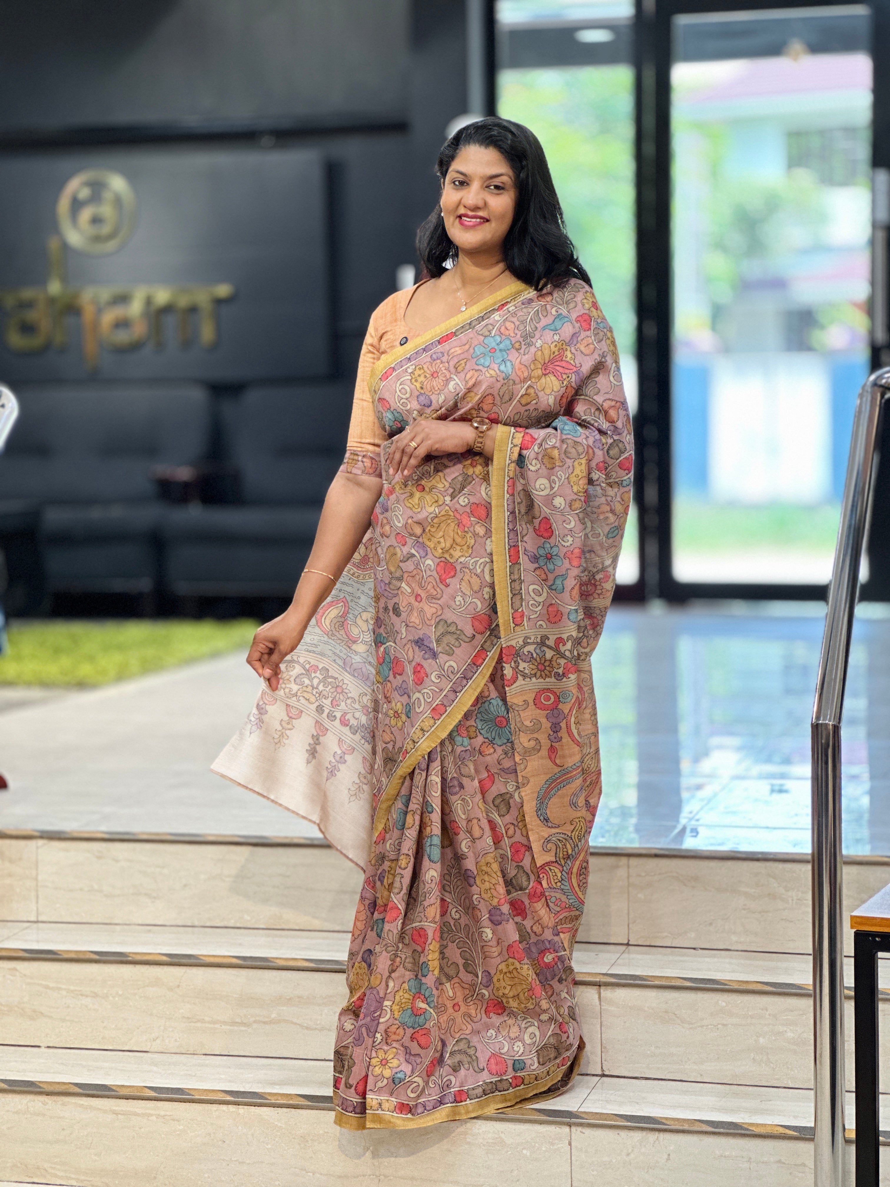 Digital Printed Semi Tussar Saree |  SSN528