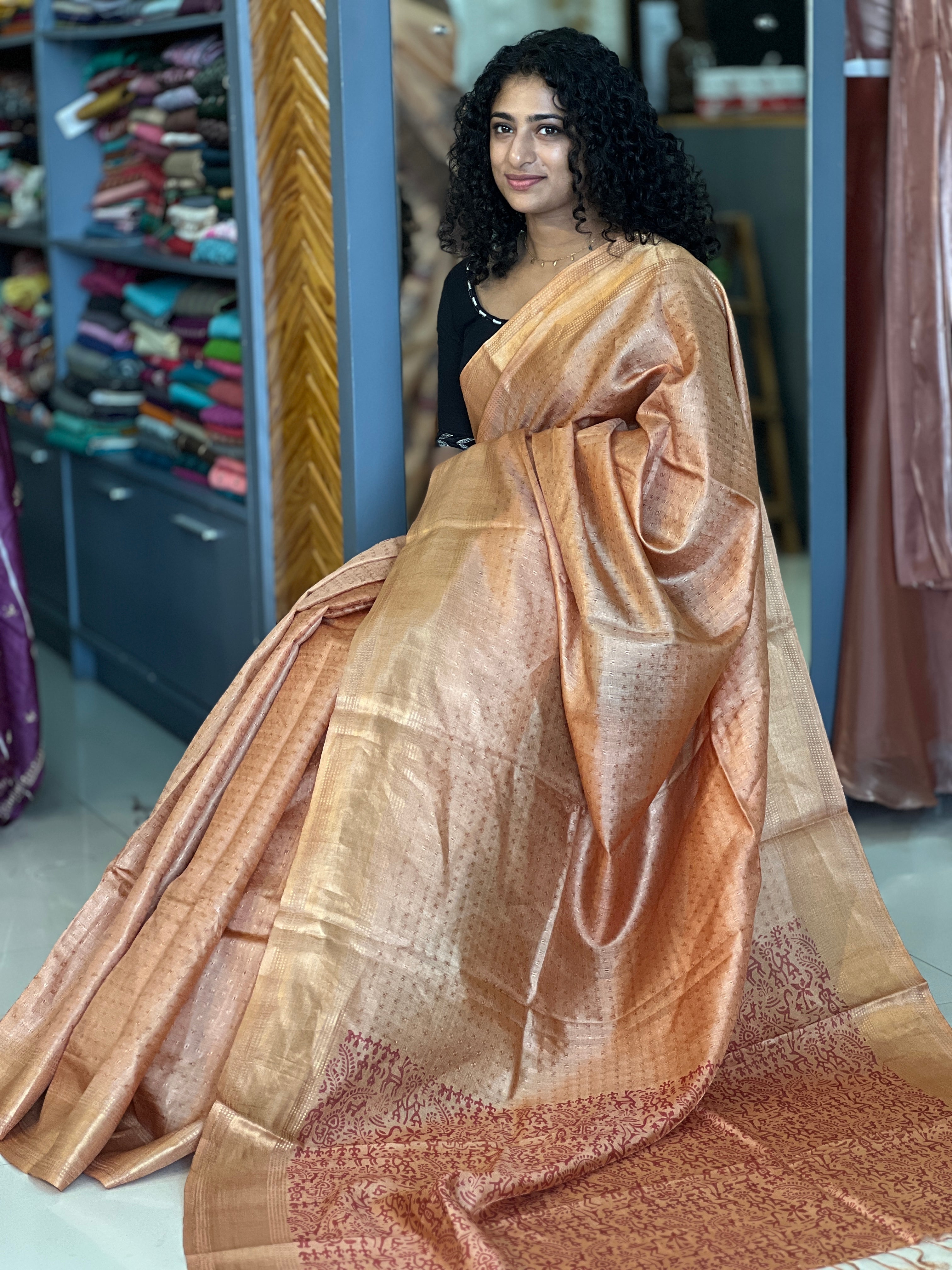 Zari Weaved Tussar Blended Saree | SKH222