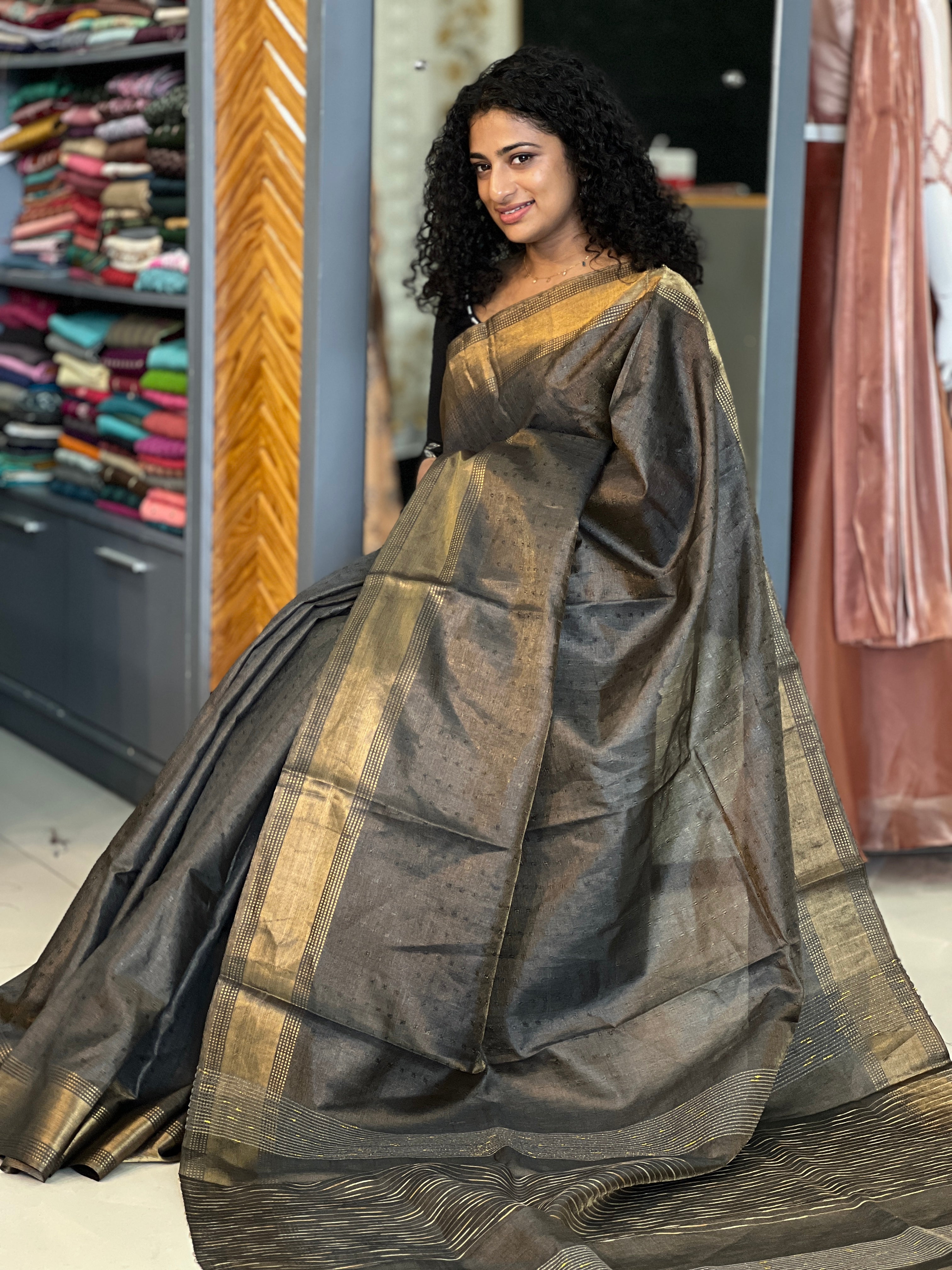 Zari Weaved Tussar Blended Saree | SKH222