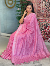 Thread Embroidery Geometric Patterned Semi Tussar Saree | SUN281