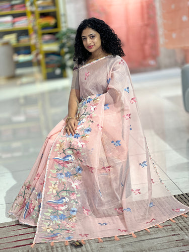 Embroidered Check Organza Saree | SHC149