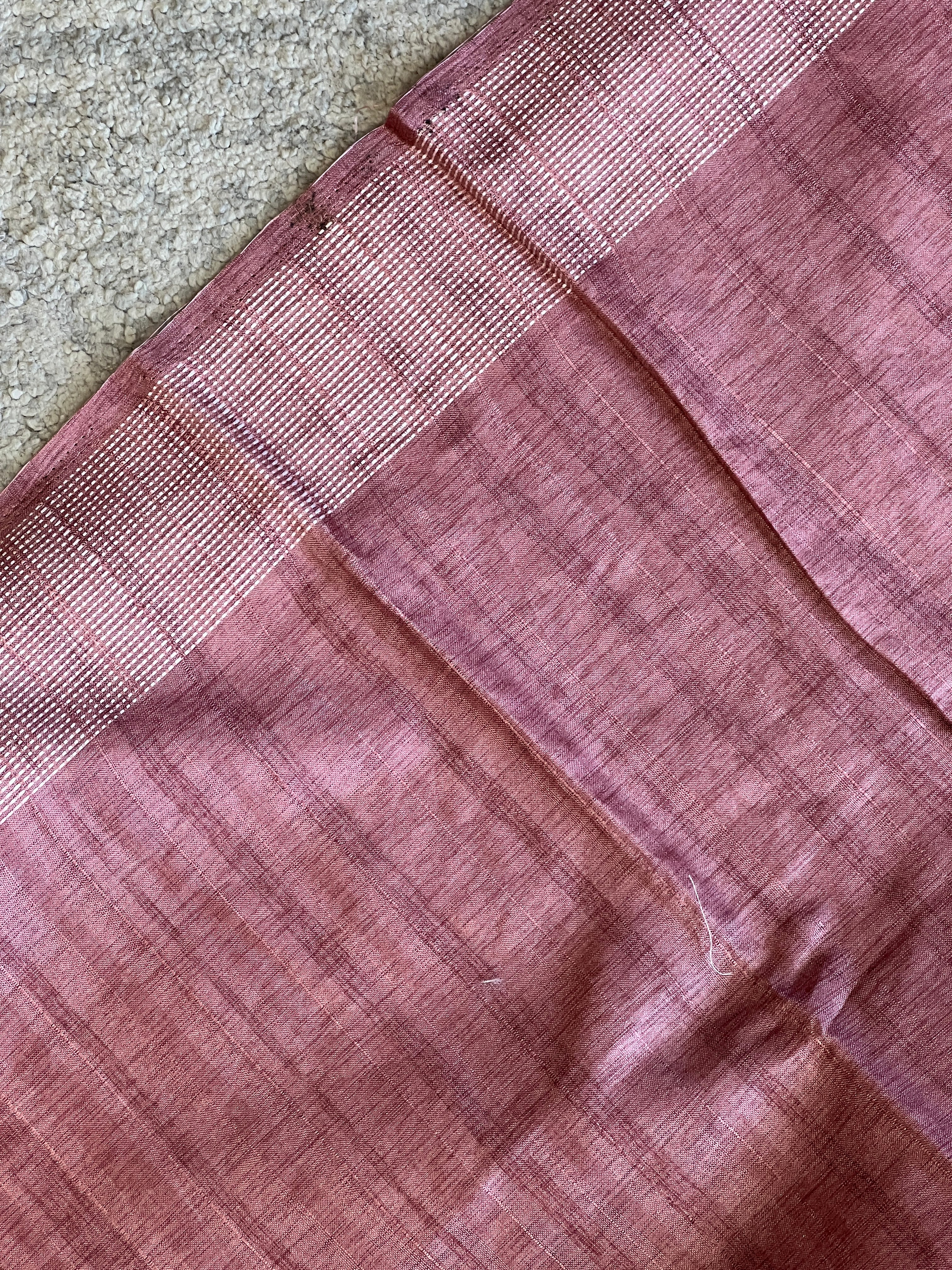 Thread Embroidery Geometric Patterned Semi Tussar Saree | SUN279