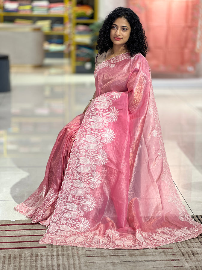 Embroidery Glass Organza Saree | SHC142