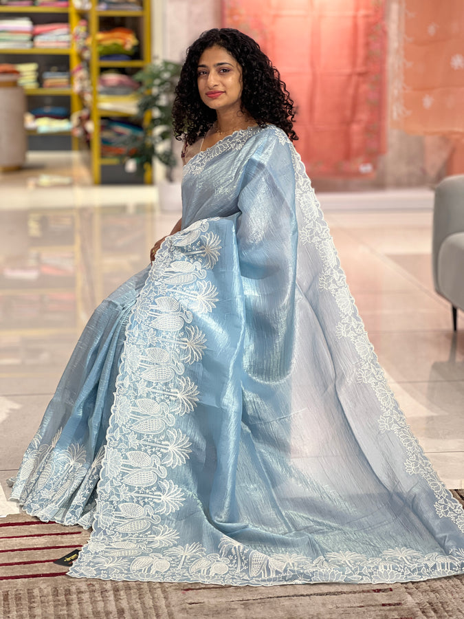 Embroidery Glass Organza Saree | SHC143