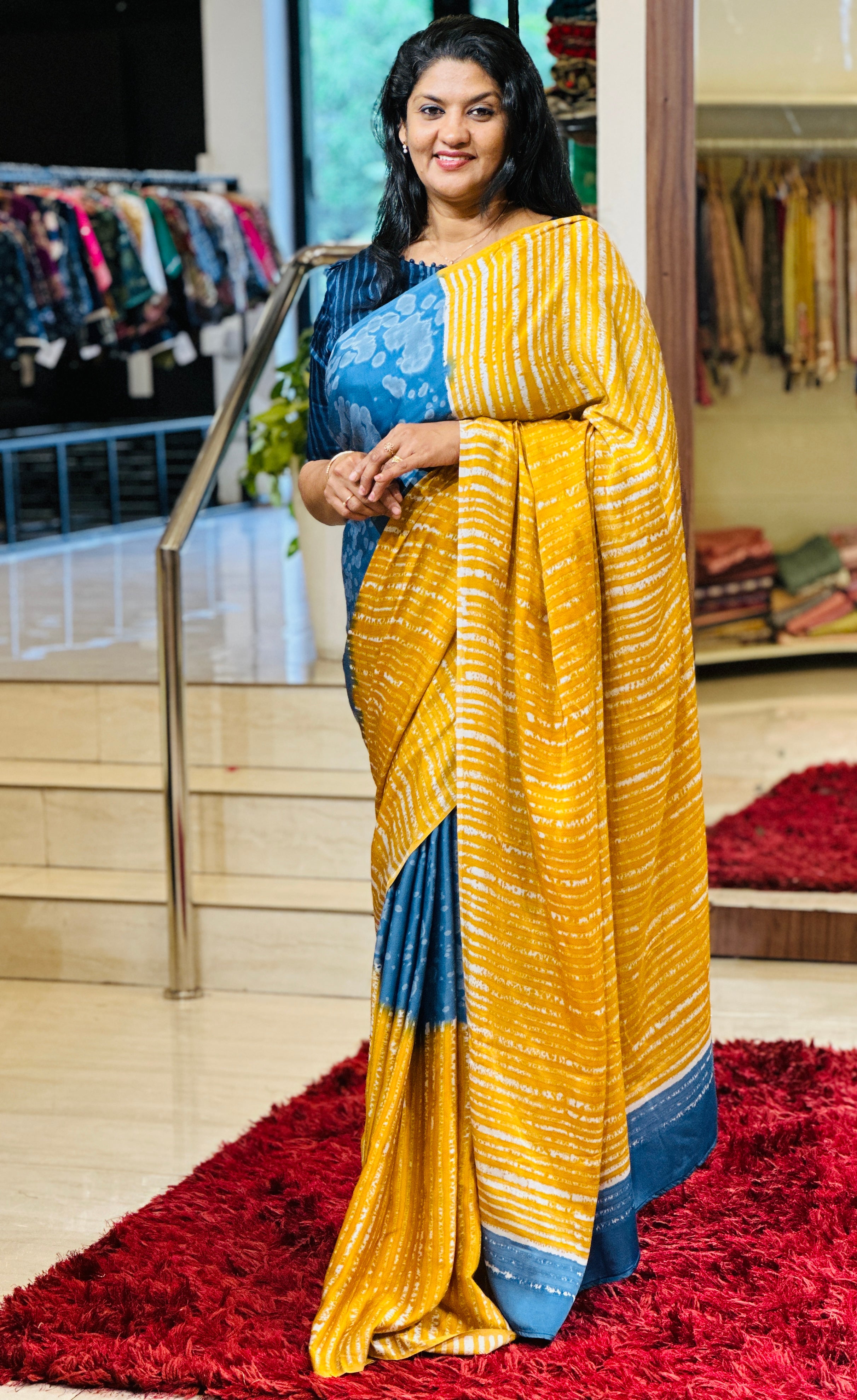 Hand Tie & Dye Patterned Modal Saree | JKL473