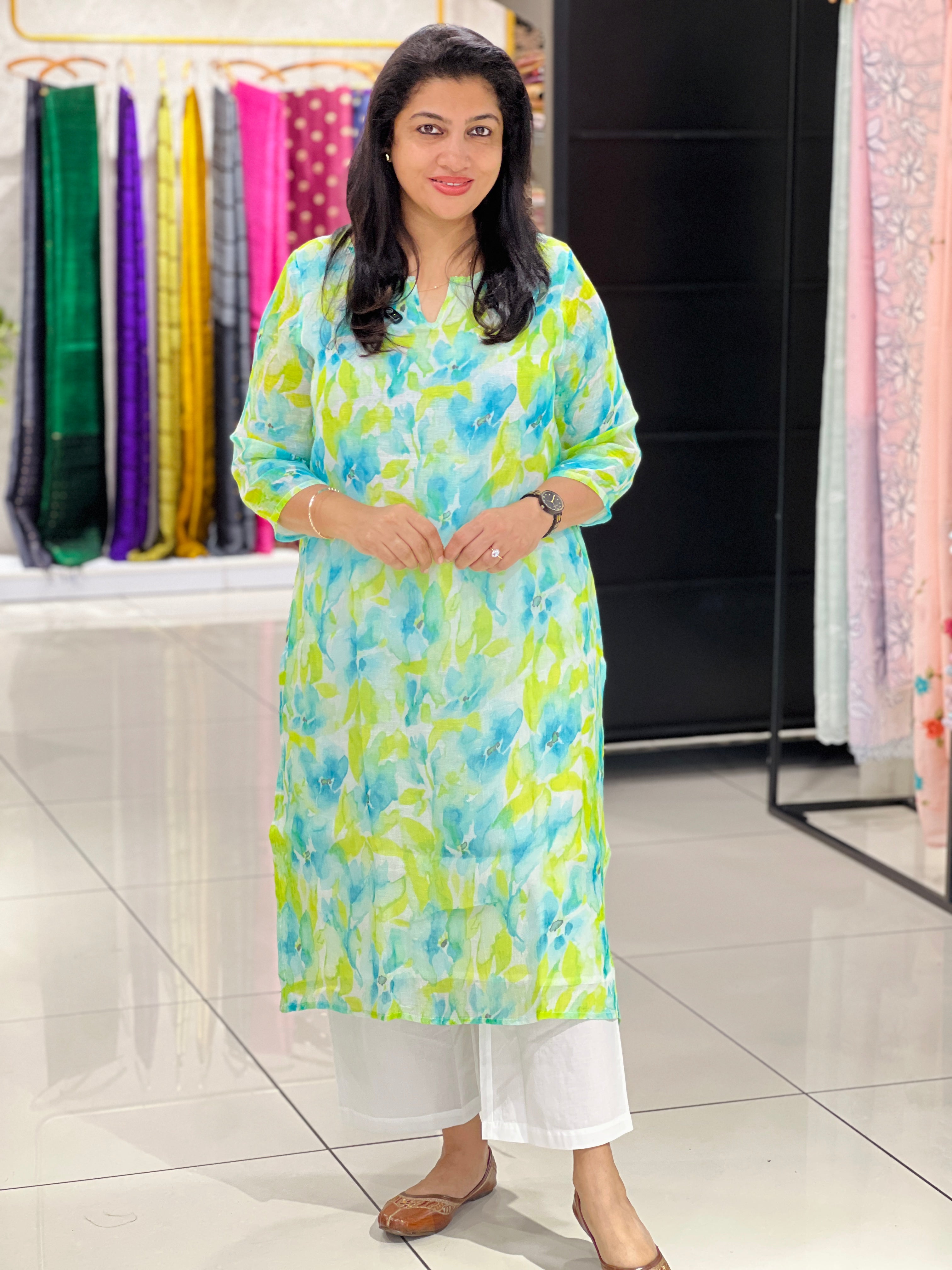 Hand Painted Linen Kurta Set | RAG121