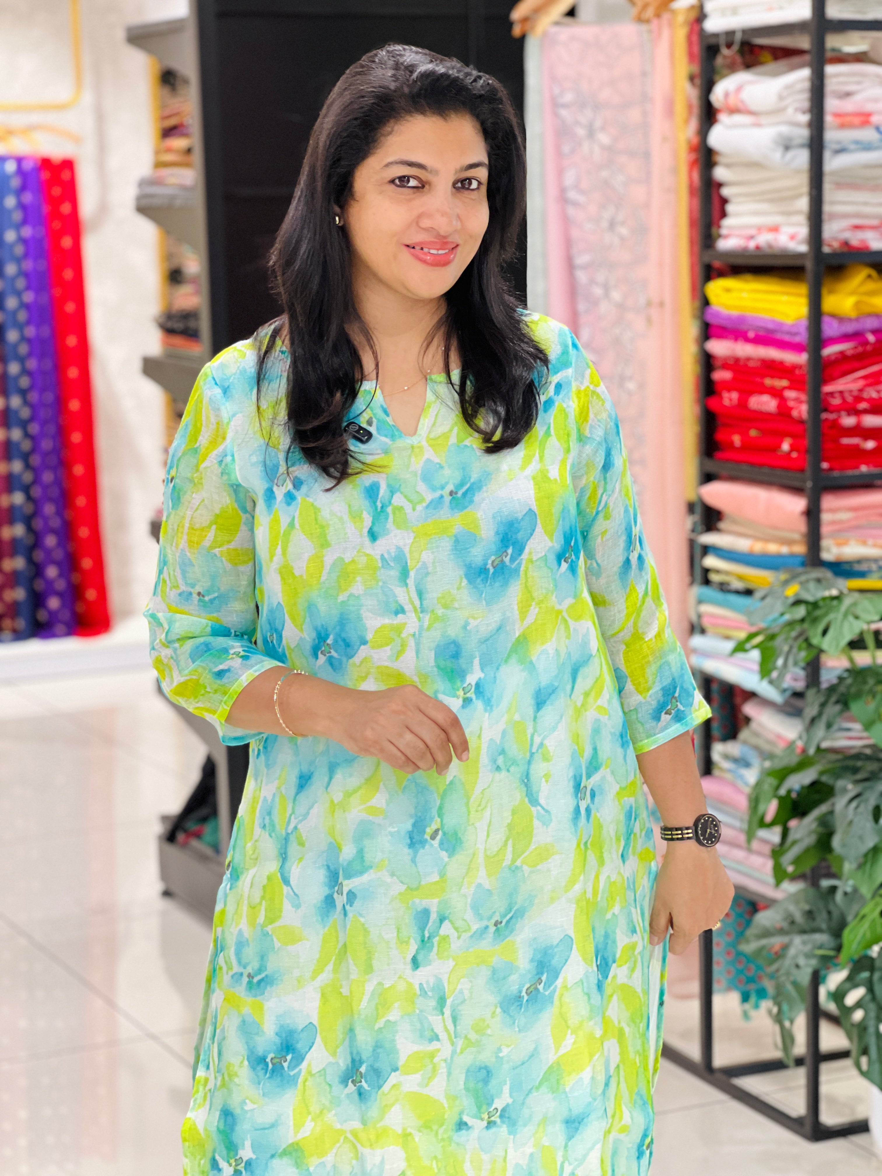 Hand Painted Linen Kurta Set | RAG121