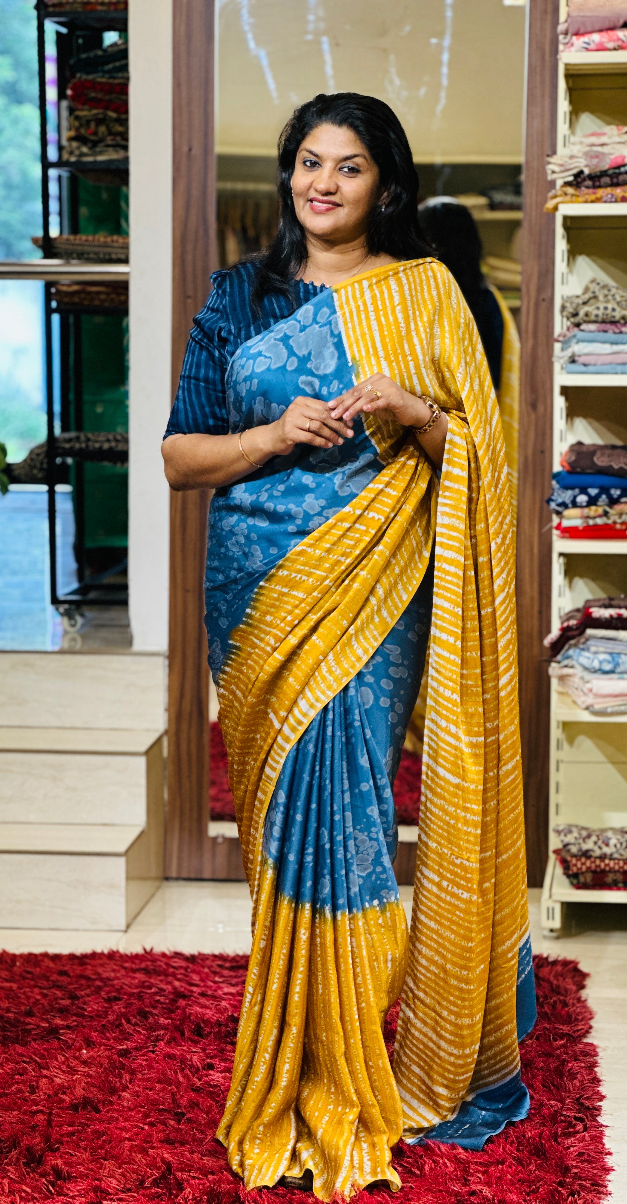 Hand Tie & Dye Patterned Modal Saree | JKL473