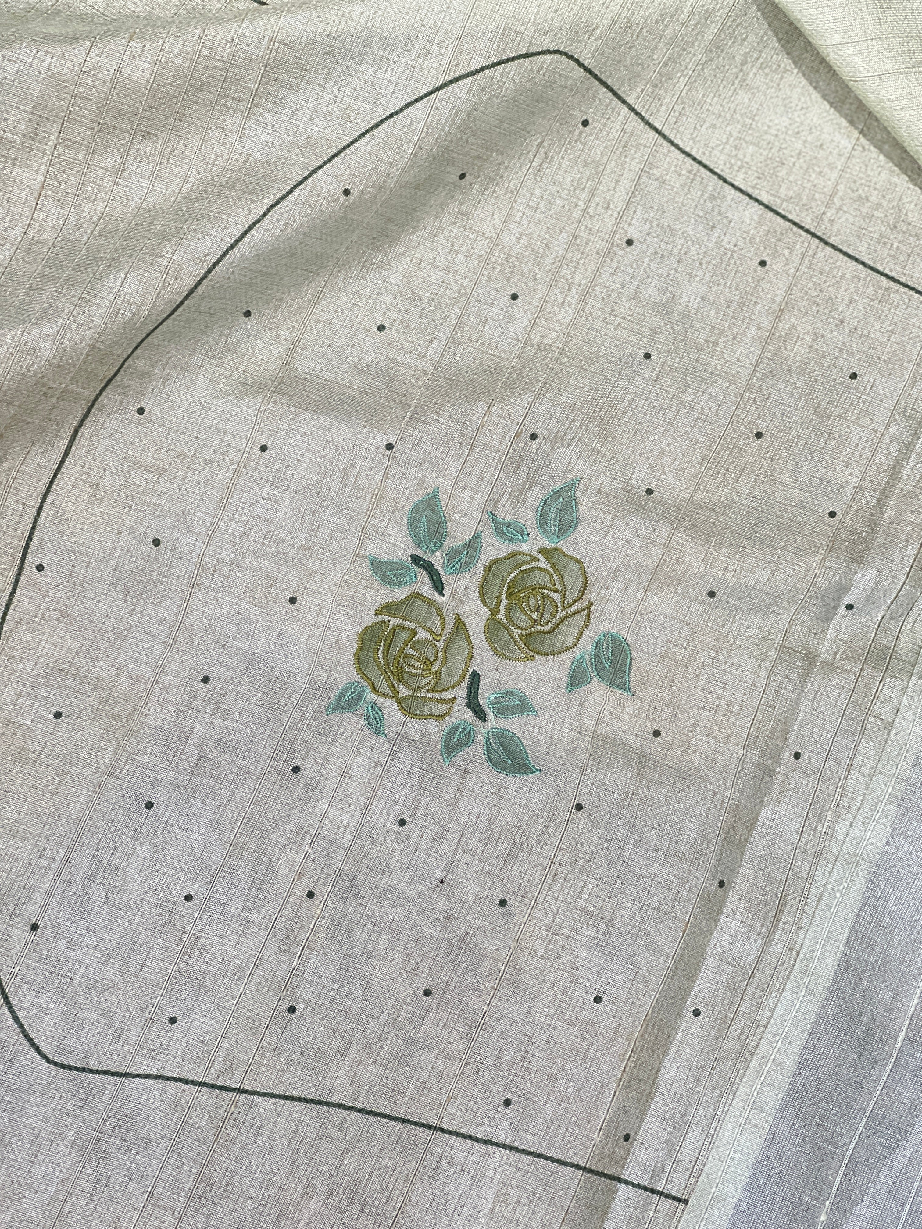 Floral Applique With Embroidery Detailed Noil Tussar Finish Saree | BLD1471