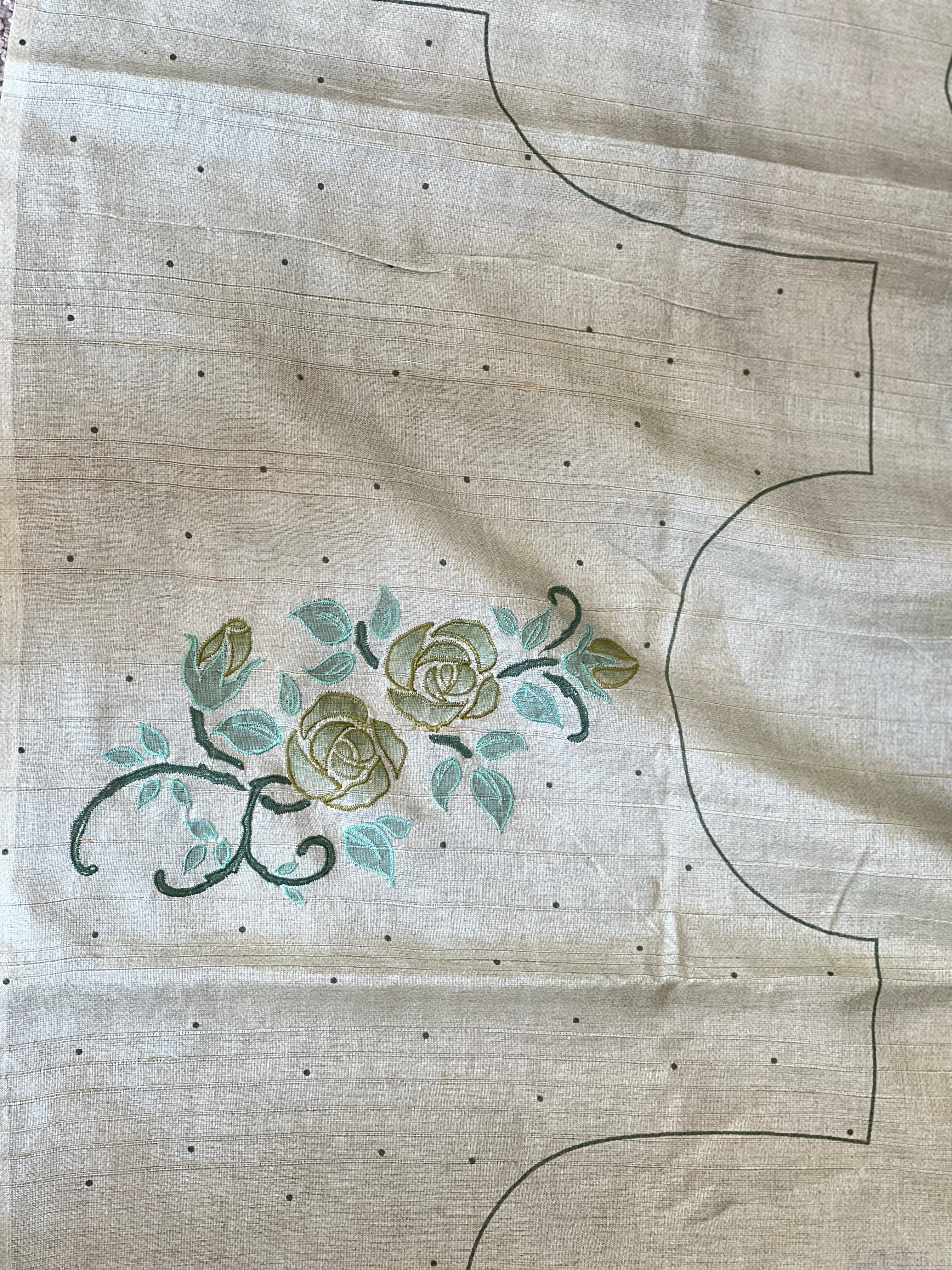 Floral Applique With Embroidery Detailed Noil Tussar Finish Saree | BLD1471