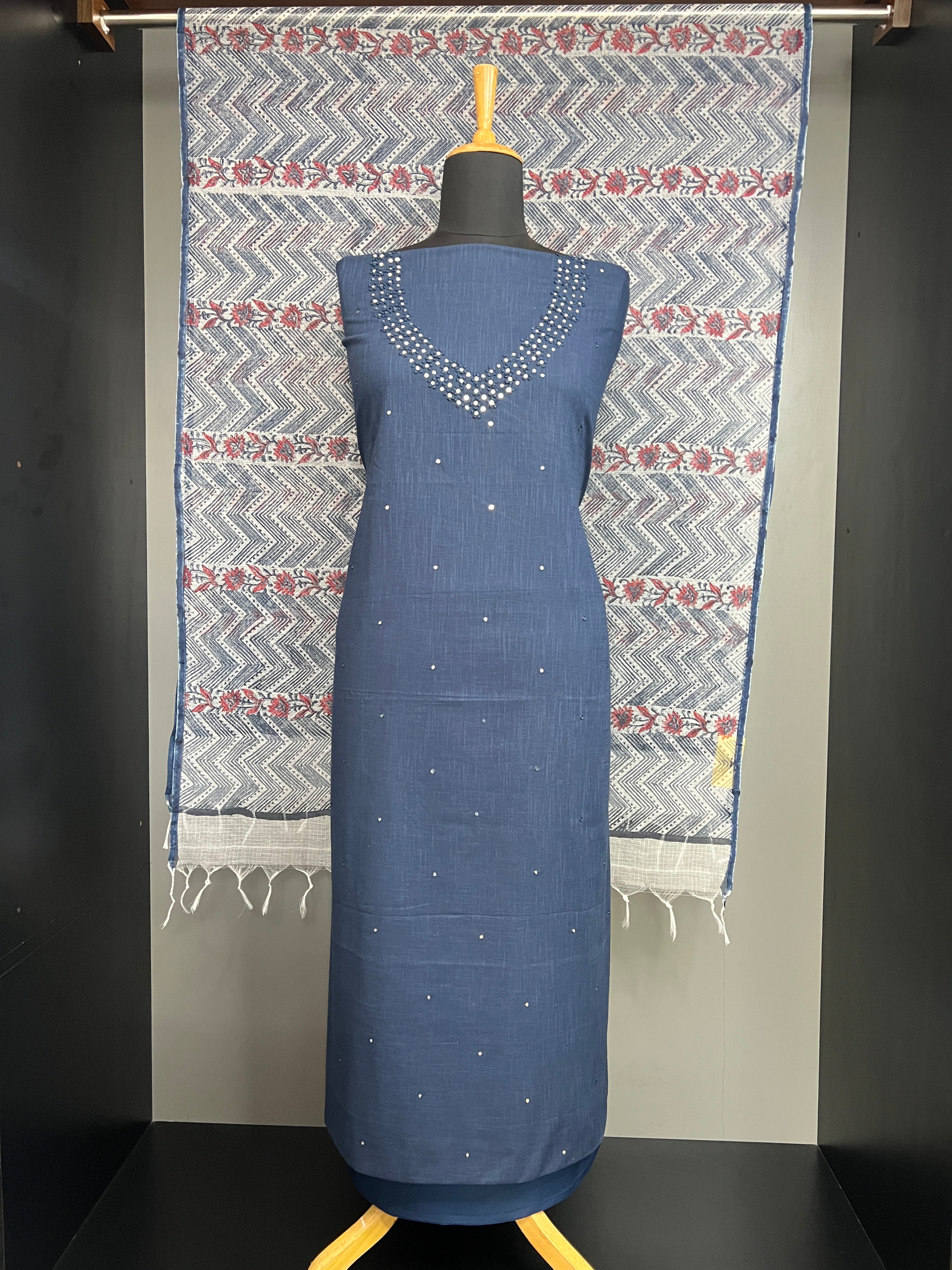 Embroidered Cotton Semi Stitched Salwar set | JSC672