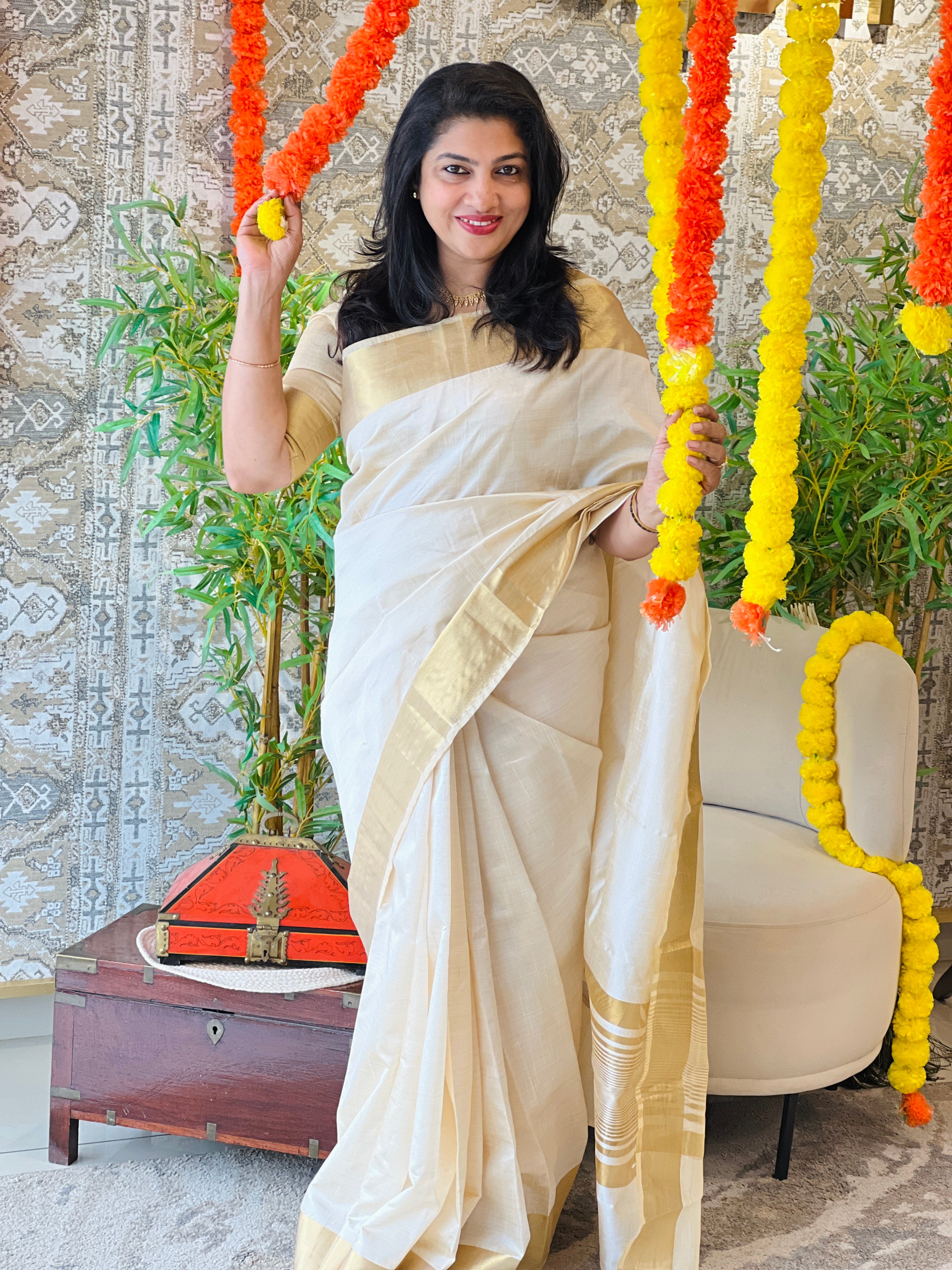 Traditional Border Kerala Cotton Saree | SSN530